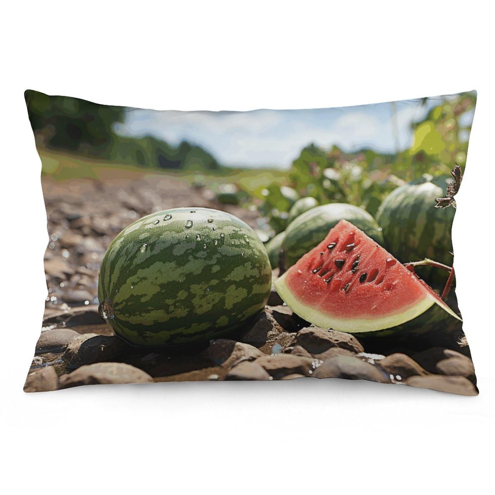 2 Pack Pillow Cases for Hair and Skin, Soft Breathable Pillow Case Covers with Hidden Zipper, Watermelon on The Ground Pillowcase 20"x30" Pillow Covers for Sleeping Gift