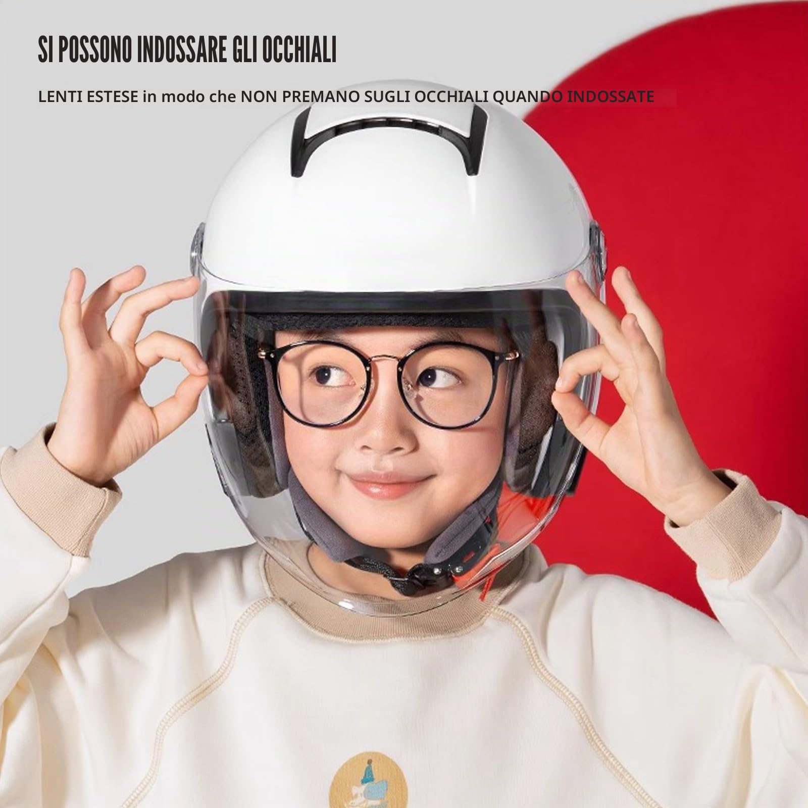Casco Moto Jet per Bambini, Casco Scooter omologato ECE con Visiera Parasole, Casco Moto per Ragazzi e Ragazze dai 3 ai 12 Anni I,52-58CM
