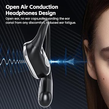 Open Ear Wireless Earbuds Bluetooth Headphones, 80H Playtime Stereo Ear Buds with ENC Noise Cancelling, Fast Charging, IPX7 Waterproof Sports Earphones with Earhook for Running/Workouts (Black)