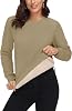 MAGCOMSEN Women's Sherpa Lined Sweatshirts Thermal Casual Crewneck Fleece Pullover Winter Warm Thick Tops