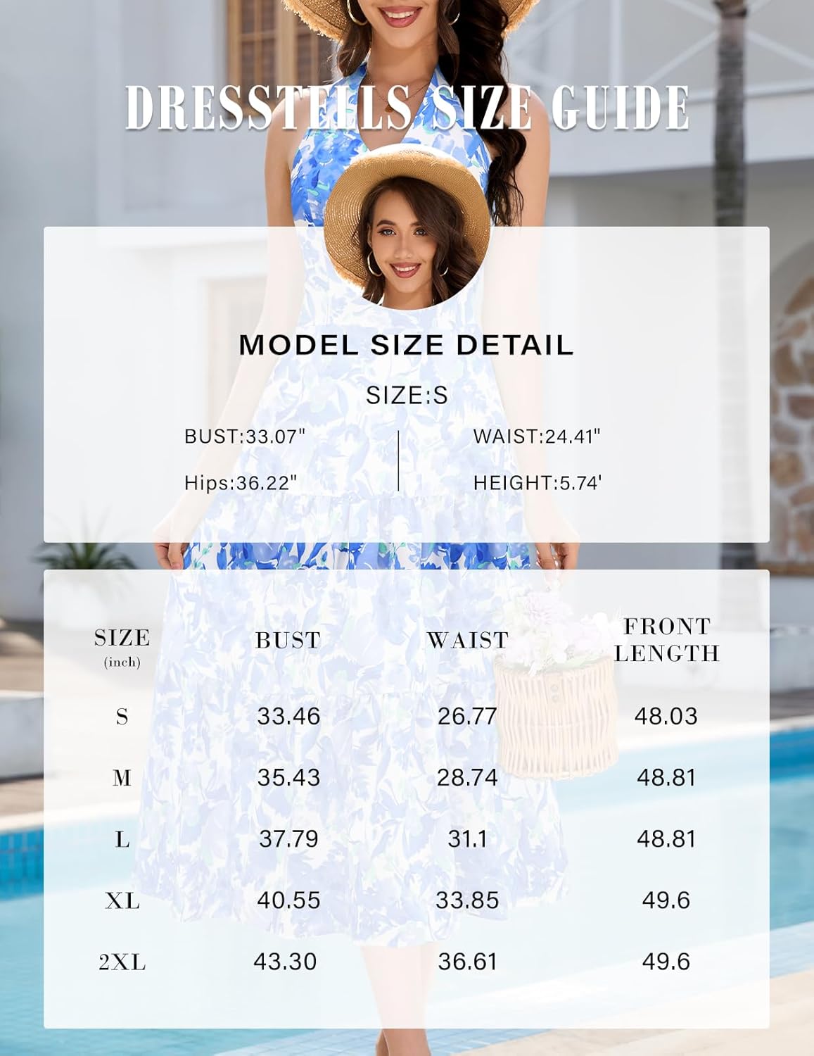 DRESSTELLS Womens Summer Floral Maxi Dress 2026 Casual Halter Spaghetti Strap Tiered Flowy Beach Long Sundress - Image 6