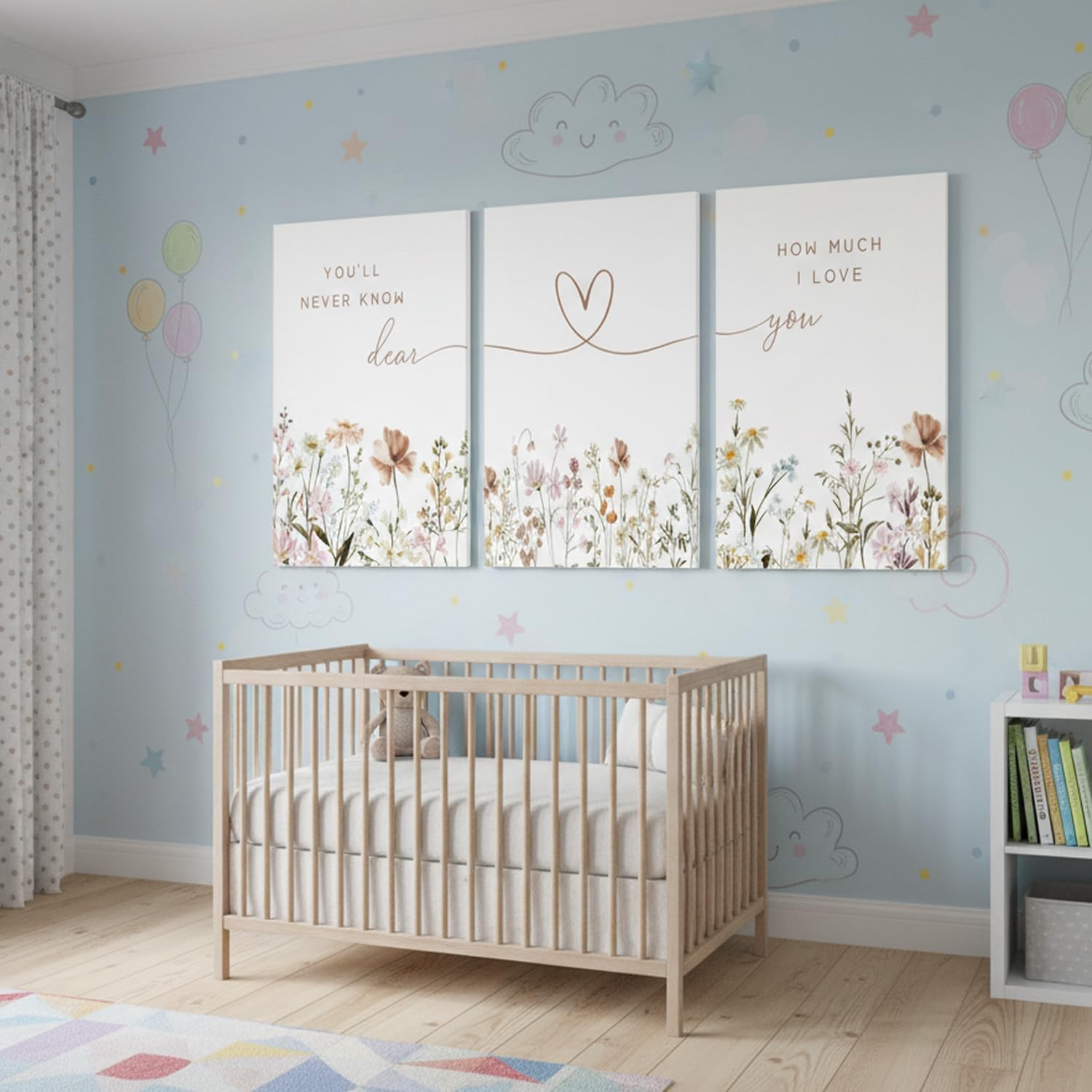 Wildflower Nursery Canvas Wall Art Flower Botanical Sentence Poster Print Wall Decor Boho Girl Nurseries Painting Picture Artwork for Nursery Baby Room Bedroom Living Room Home Decoration 12x16 Inch