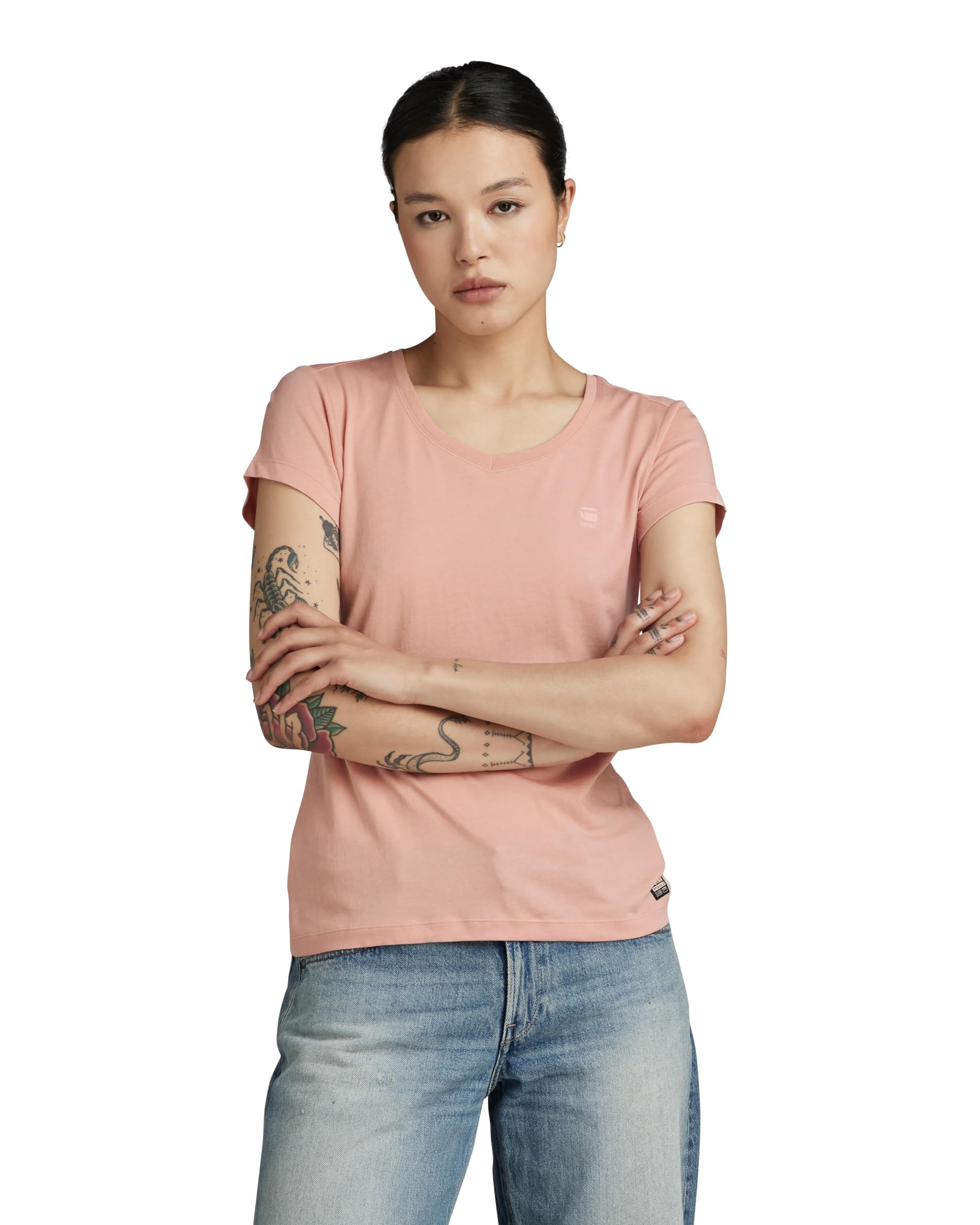 G-Star RAW Damen Eyben Slim V-Neck Top 2.0, Rosa (deep Berry Shake D24533-4107-B115), S