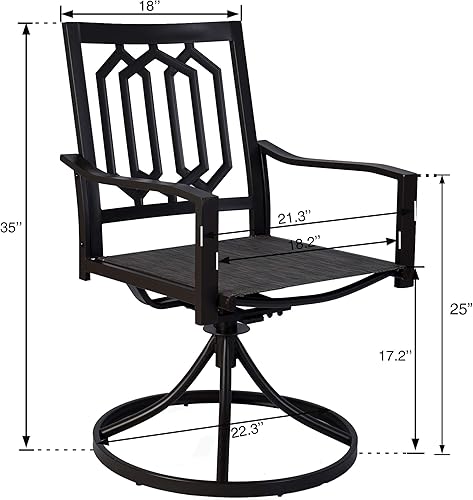 Miniatura 3 de Kozyard Paquete de 2 sillas giratorias de metal clásicas modernas para exteriores, patio, comedor, sillas mecedoras para patio trasero, patio o sala