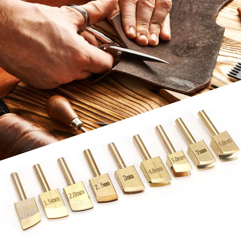9PCS Leather Solder Brass Soldering Iron Tip Tool Leather Craft Making Tool Line Press Solder Soldering Iron Tip