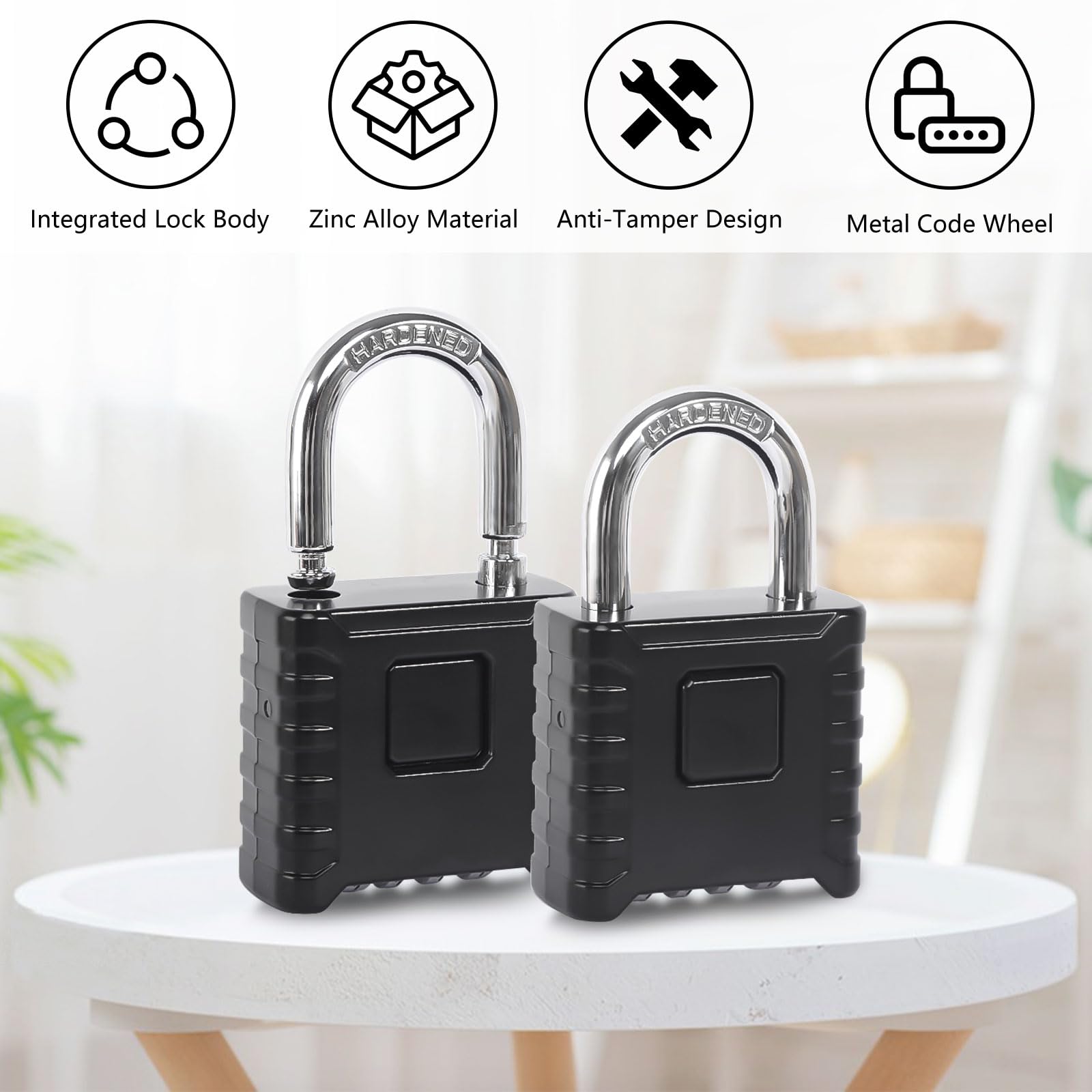 Diyife Groot zwaar cijferslot, snijbestendig, 54 mm, zeer veilig hangslot, 4 -cijferig combinatieslot, weerbestendig, diefstalbestendig, veiligheidsslot voor hek, garage, zwart