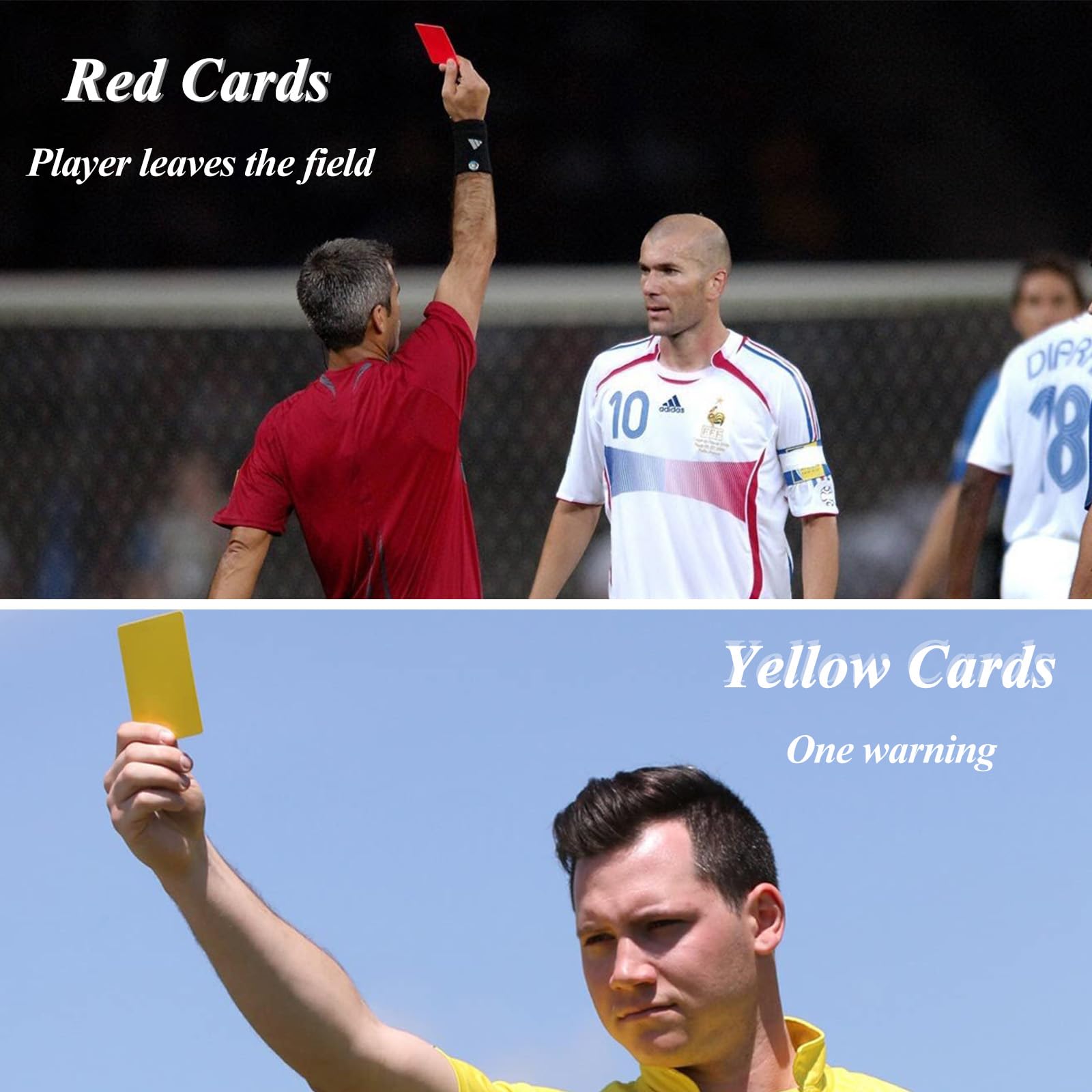 Juego de 20 Tarjetas de árbitro de fútbol, robustas Tarjetas de árbitro Rojo y Amarillo, 8 x 11 cm, de PVC, Accesorios indispensables para Cualquier Juego de fútbol