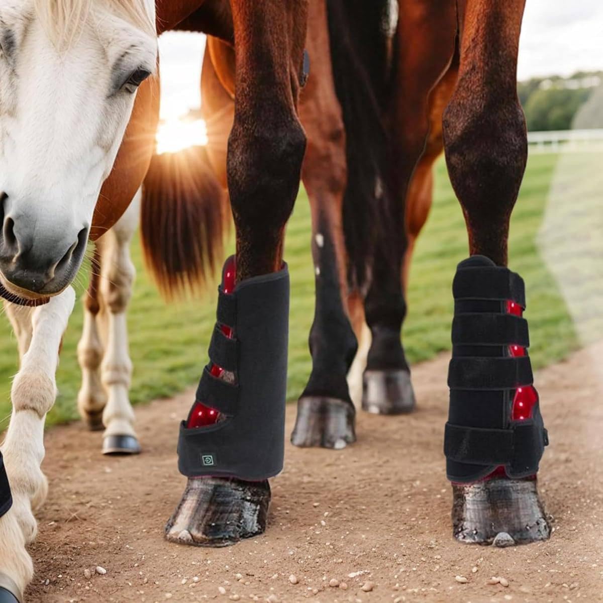 Appareil de luminothérapie LED Rouge pour Cheval, lumière Infrarouge Proche 660 et 850 nm pour la Jambe, guêtres de Soins infrarouges, Lampe Portable sans Fil pour la Jambe Gauche