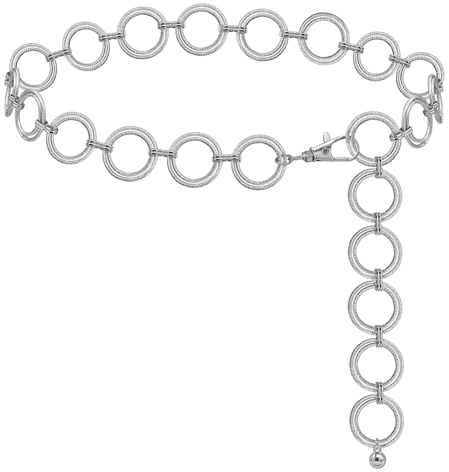 LIMHOO Metall Taille Kette für Damen Belly Link Kette Gürtel für Kleider (XL447 O-ring Silber Klein)