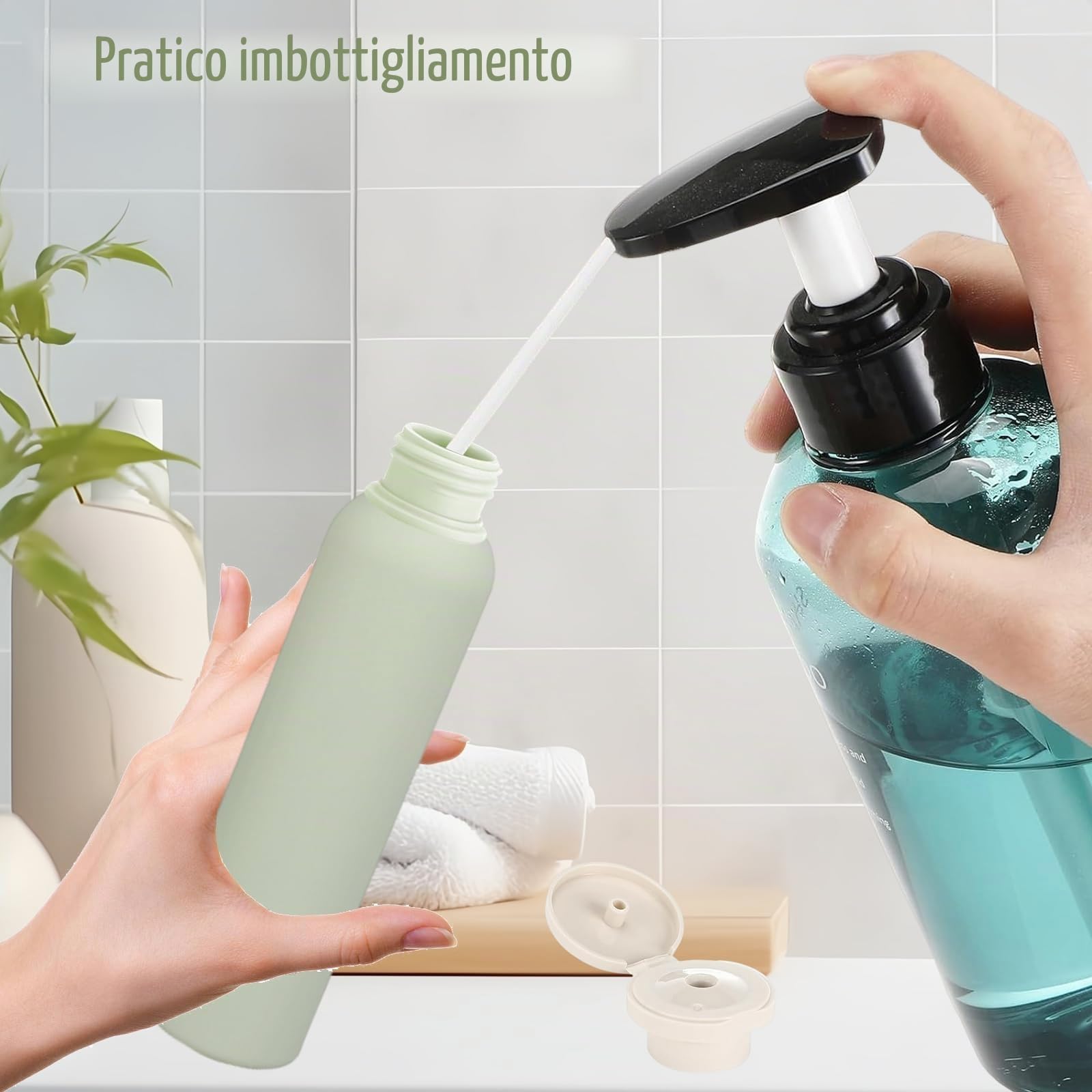 Flaconi da Viaggio set da Viaggio Riutilizzabileda 4 Pezzi Facile da Perdere 260ml/250ml Facile da Riempire Boccette da Viaggio può Essere Riempito con Shampoo gel Doccia Lozione