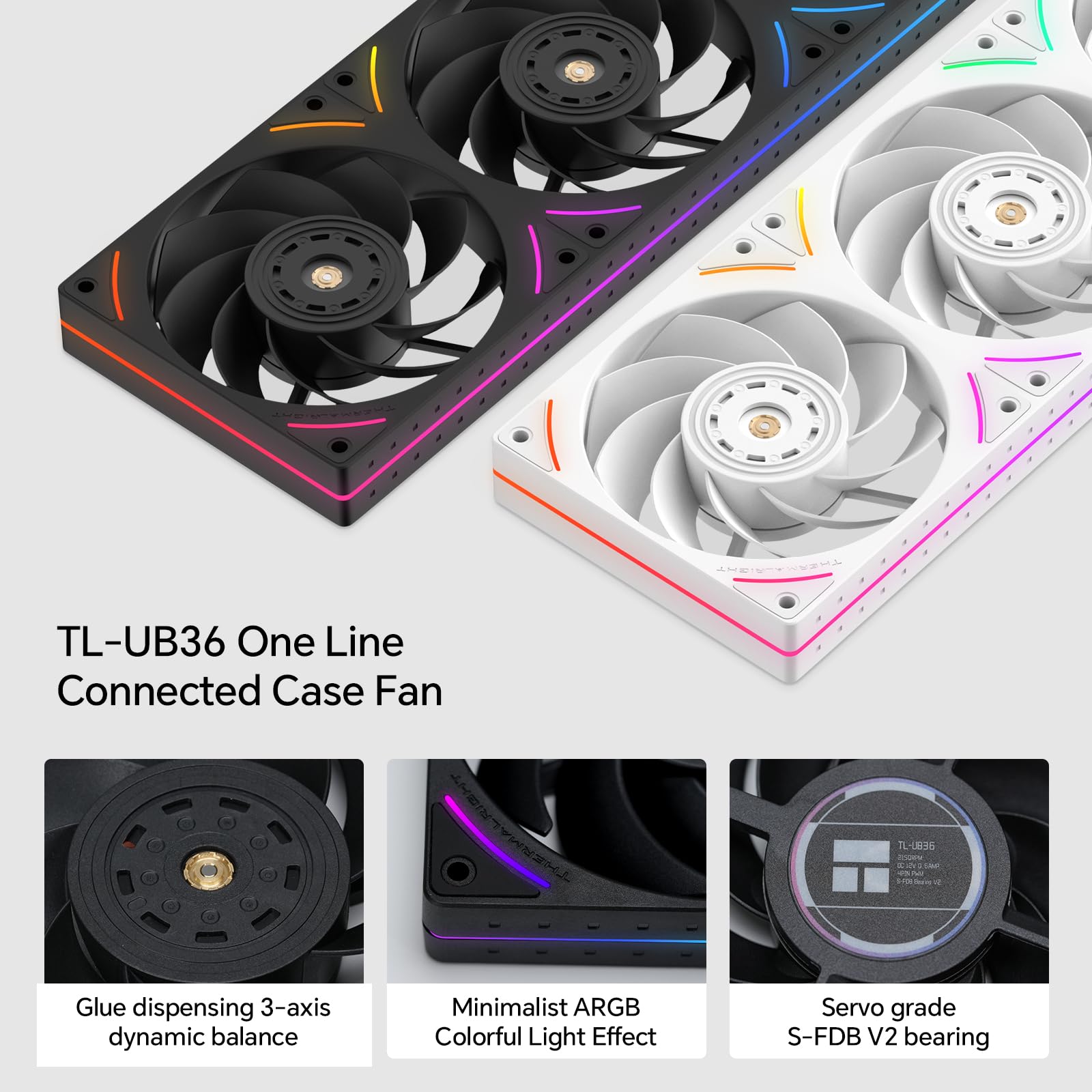 TL-UB36R Ventole per case PC a telaio singolo da 360 mm - Ventole PWM 2150 RPM | Illuminazione ARGB | Flusso d'aria elevato | Ventole di raffreddamento a cavo modulare singolo, per telaio e
