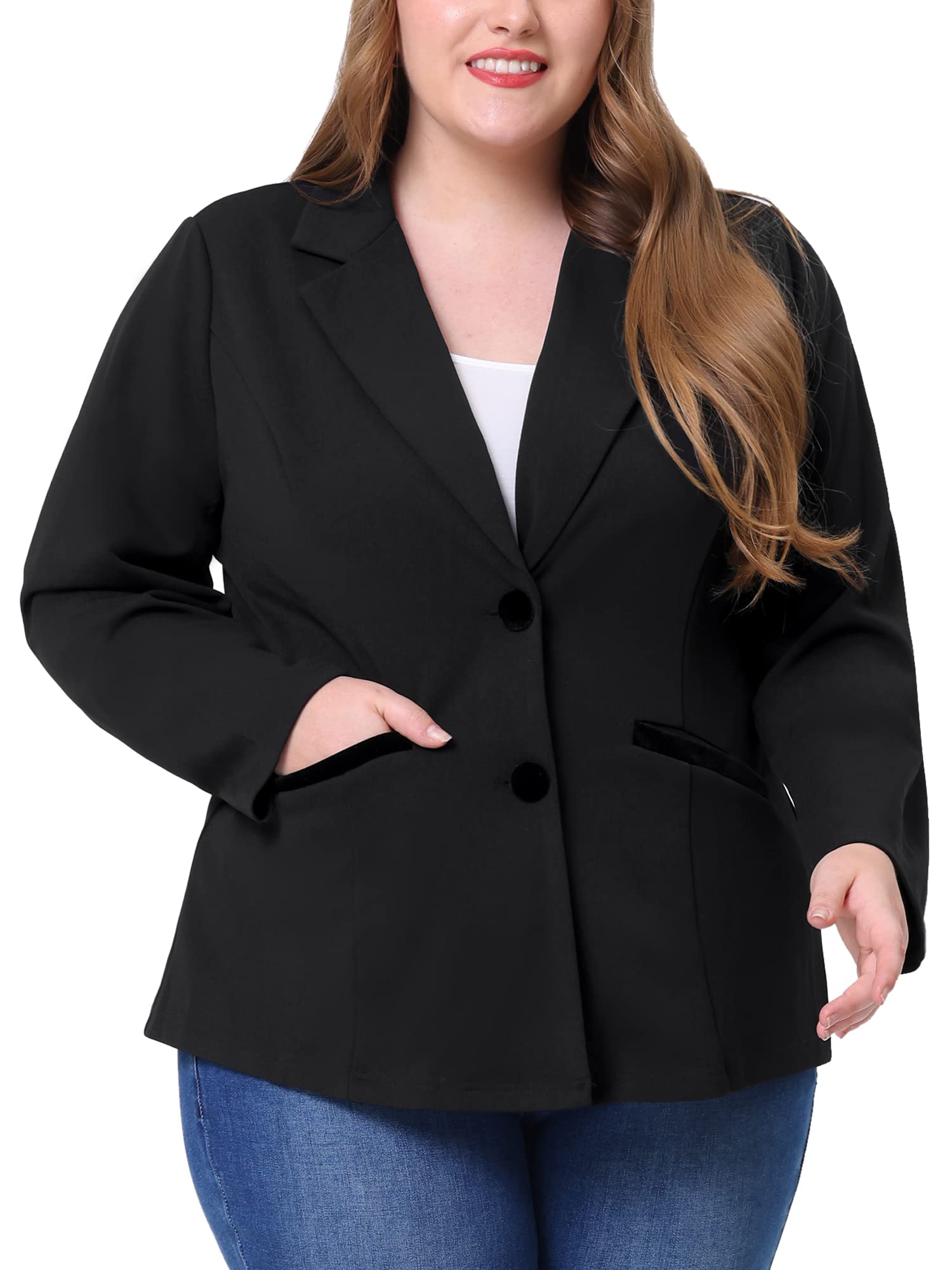 agnes orinda plus size blazer for women jacket notched lapel v neck office work 2024 business suit blazers