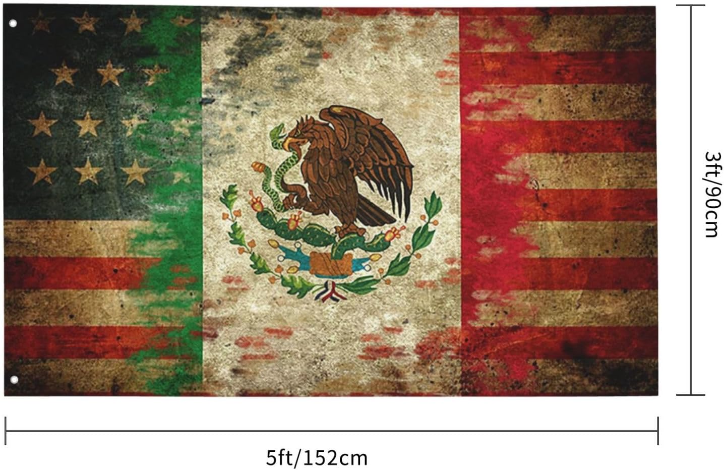 Mexican American Flag 3x5 Ft Double Sided Print Two Faces Flag Decorations for Car Truck or Trocas - Image 3