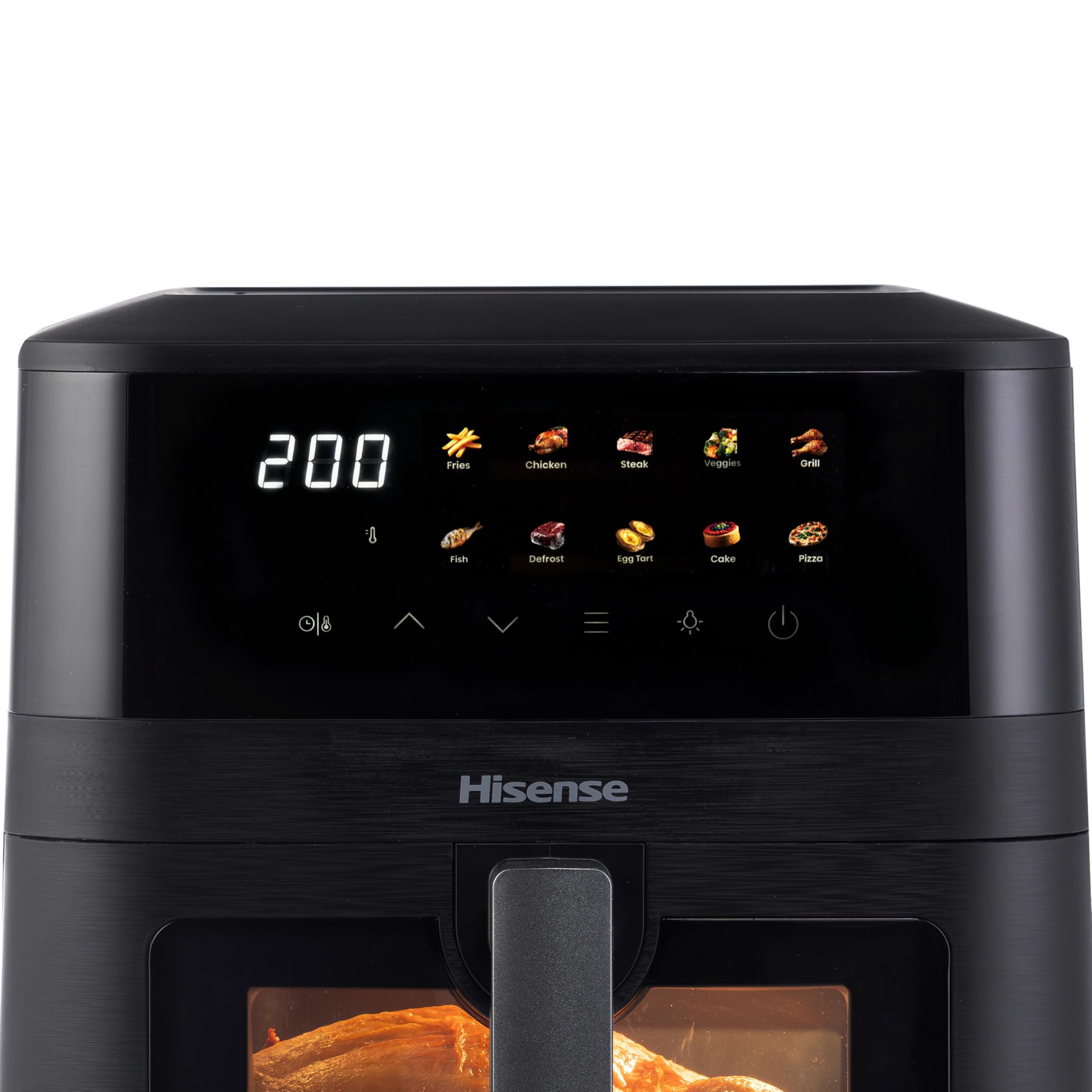 Hisense HAF2100DCD Heißluftfritteuse /2100 W /7,7 L Kapazität /10 voreingestellte Programme/Antihaft-Beschichtung/Energieeffizient/Start Delay Funktion/HxBxT: 40,1 x 31 x 35 cm/Schwarz