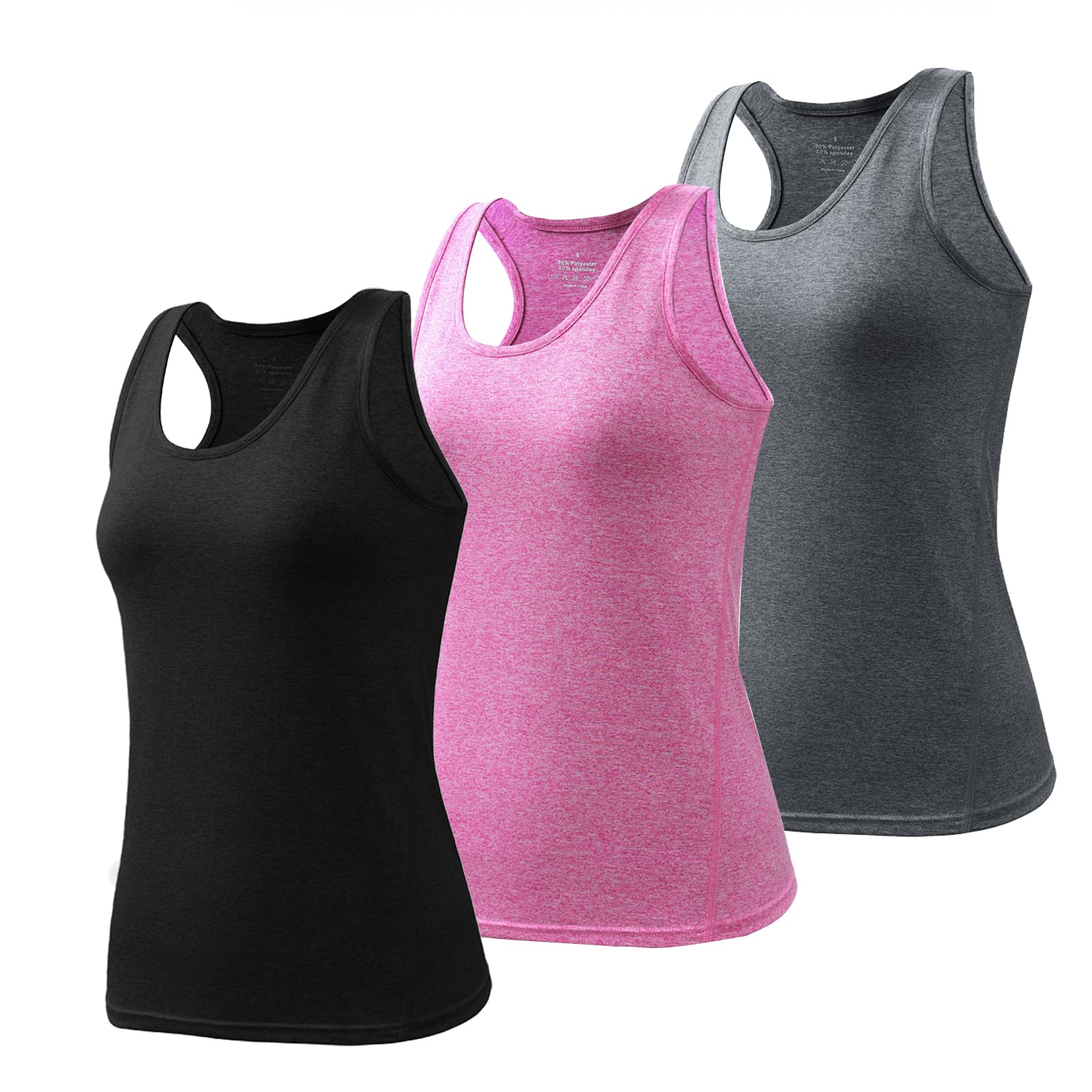 Workout Tank Tops for Women 3Pack Athletic Racerback Sports Compression Sleeveless Dry Fit Shirts