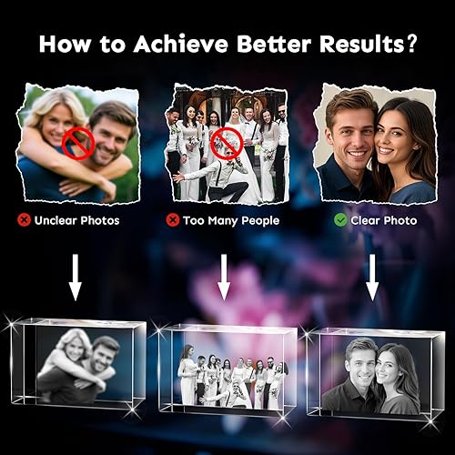 Miniatura 7 de Foto de Cristal 3D Personalizada Imagen 3D en Cristal - Regalo para Mamá Esposa Ella Abuela Él Papá Navidad Año Nuevo Cumpleaños Boda Parejas