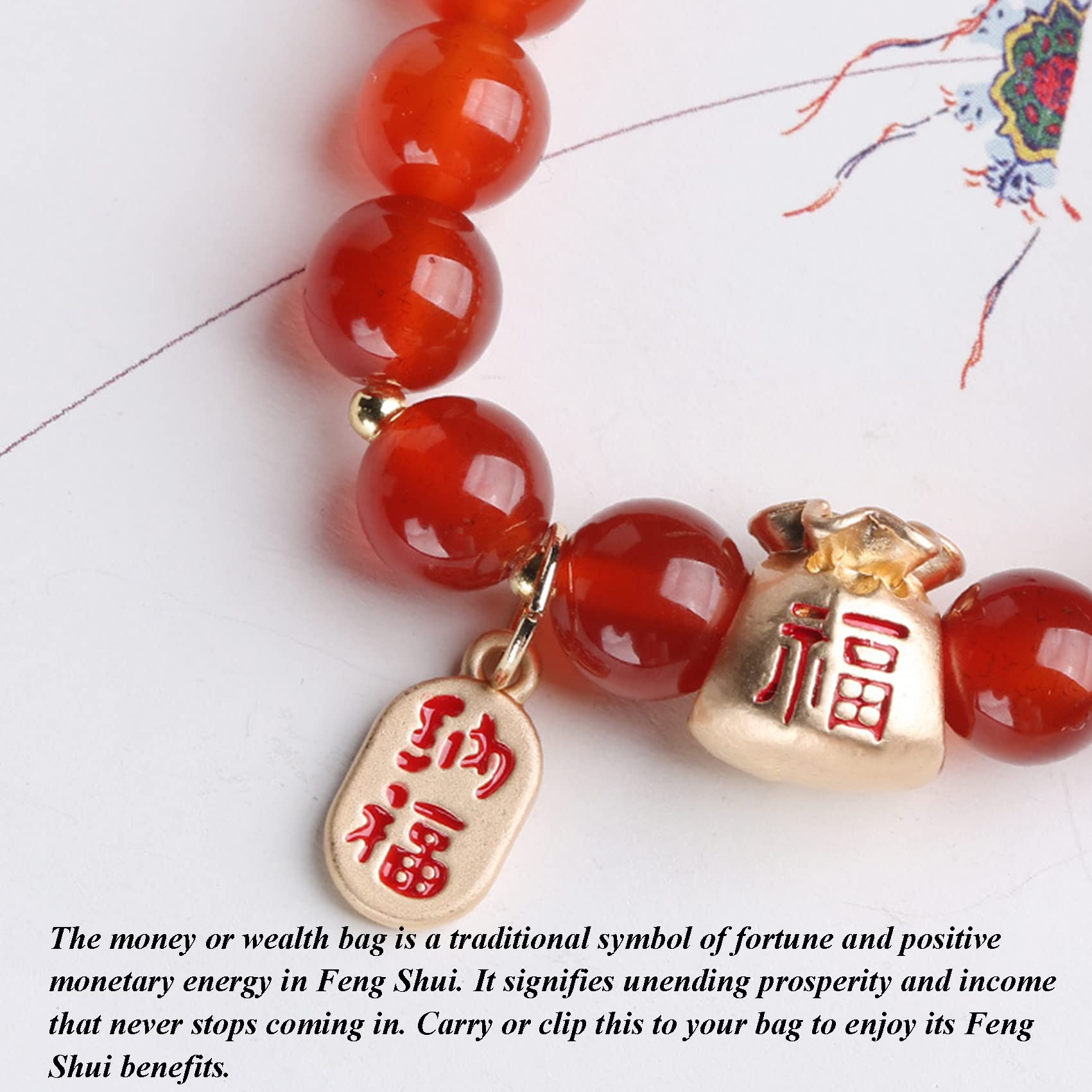 Naturalna bransoletka z kamienia szlachetnego, Bransoletka Bransoletka Torba Wisiant Bransoleta Kryształowa duchowa bransoletka Amulet Szczęśliwy Totem