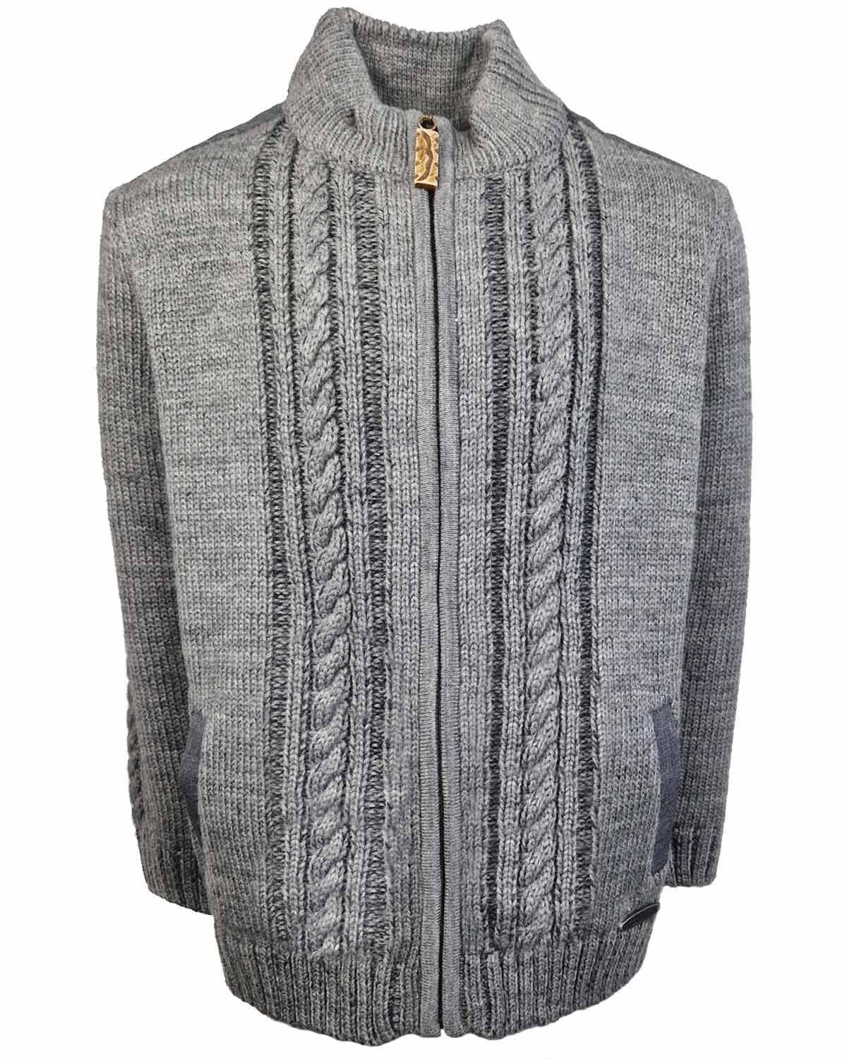 Maddox Jungen Strickjacke Altwil mit Zopfmuster | Grau