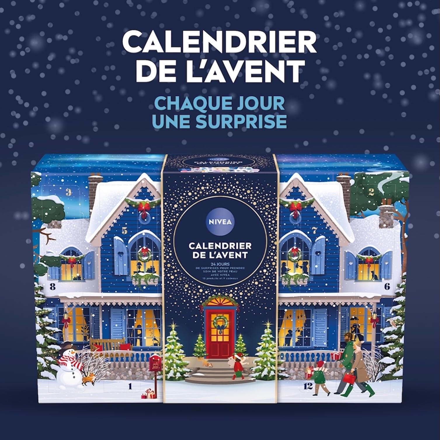 NIVEA - Calendrier de l'Avent Femme Édition 2025 - Coffret Cadeau Beauté - Soins Visage, Corps & Lèvres + Accessoires - 24 Fenêtres Surprises - 1pce