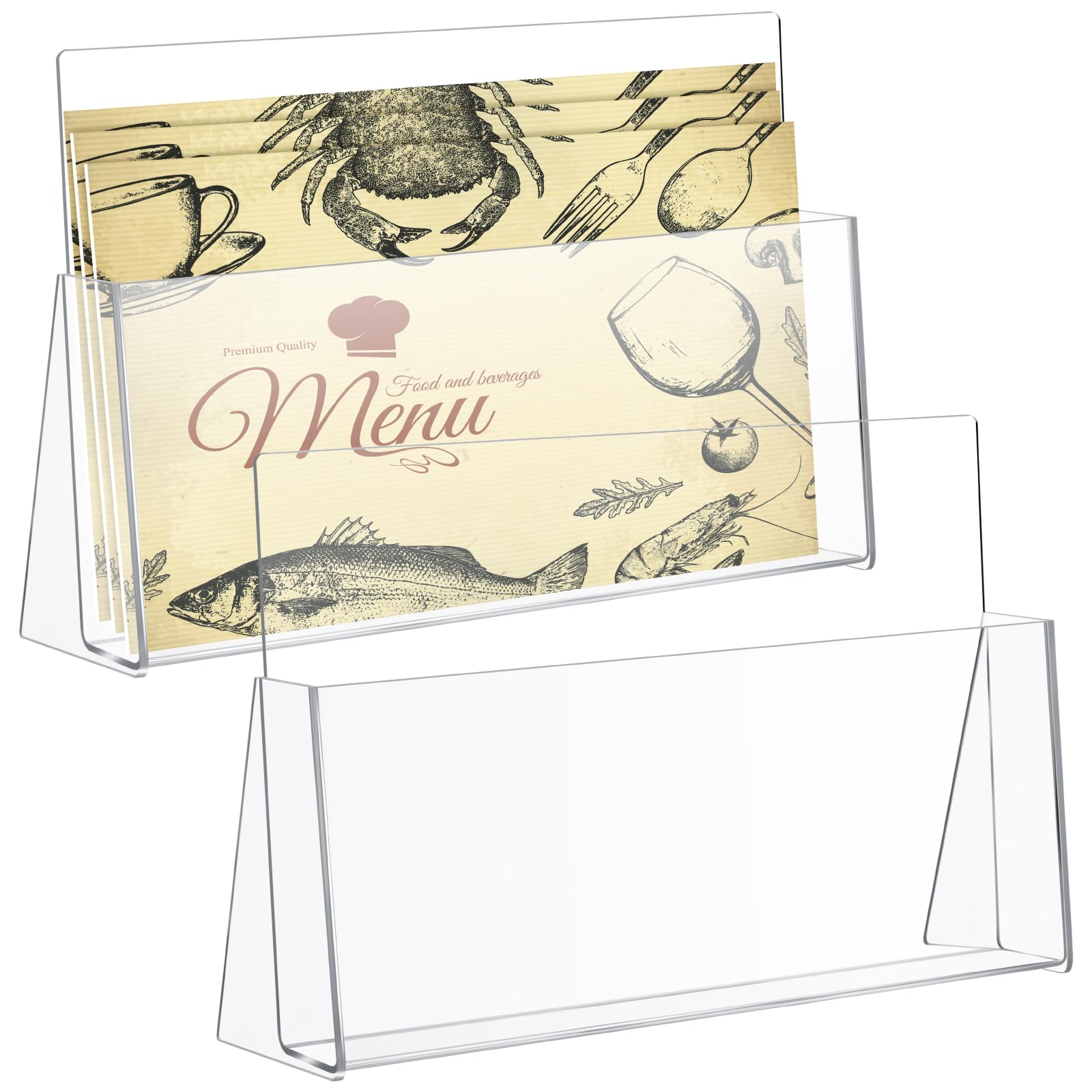 Photo 1 of Fiwochic 2 Pack Acrylic Brochure Holder Display Stand 11 Inch Wide Pamphlet Organizer Flyer Literature Clear Plastic Countertop Holder for Magazine Pamphlets Booklets Menus Offices Desk Classroom