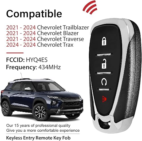 Miniatura 2 de Reemplazo para Chevrolet Trailblazer Blazer Traverse Trax 2021-2024 Control remoto HYQ4ES 4 botones 434MHz