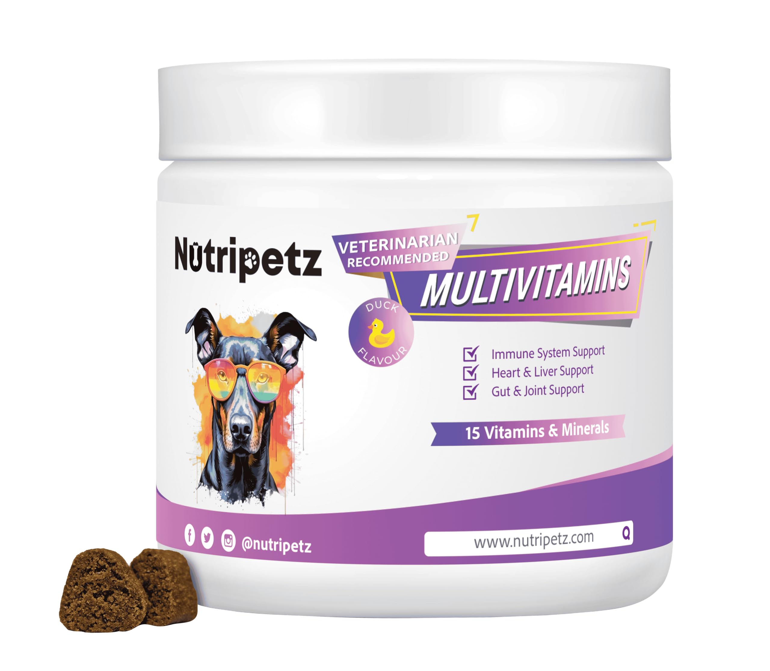 NutriPetz Dog Vitamins & Supplements – Dog Multivitamins Chewable – Supports Brain, Immune, Digestive Health & Skin Coat – Pet Vitamins and