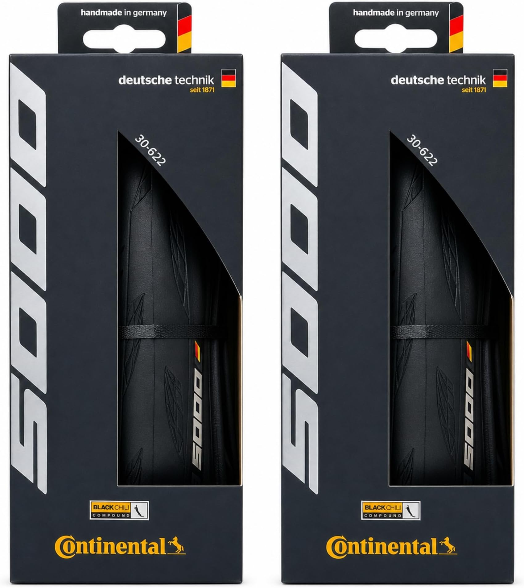 Grand Prix 5000 - Black/Cream - Road Bike Tire | The Best Allrounder in the Field - BlackChili, Vectran Breaker, LazerGrip, Active Comfort Technology, 2 Pack