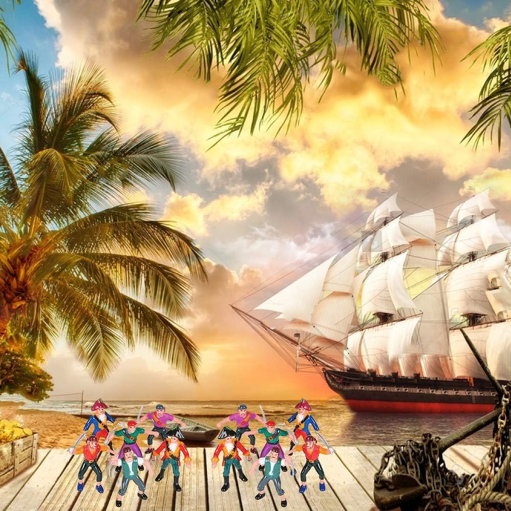 ArtCreativity Pirate Action Figures - Pack of 12 - Pirate Plastic Figures in Assorted Poses - Fun Pirates Figurines Party Favors and Prizes for Kids Ages 3-5 5-7