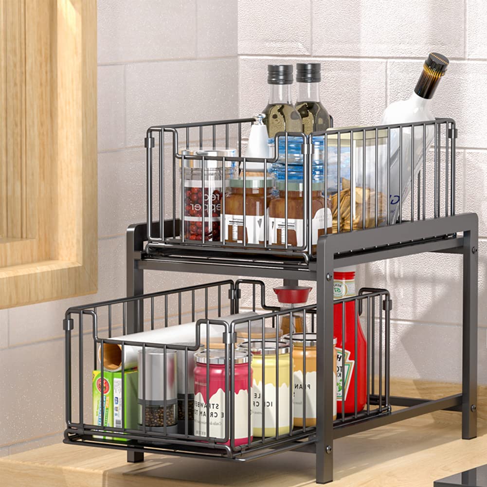 Buy YunNasi 2Tier Kitchen Storage Rack Pull Out Sliding Basket for