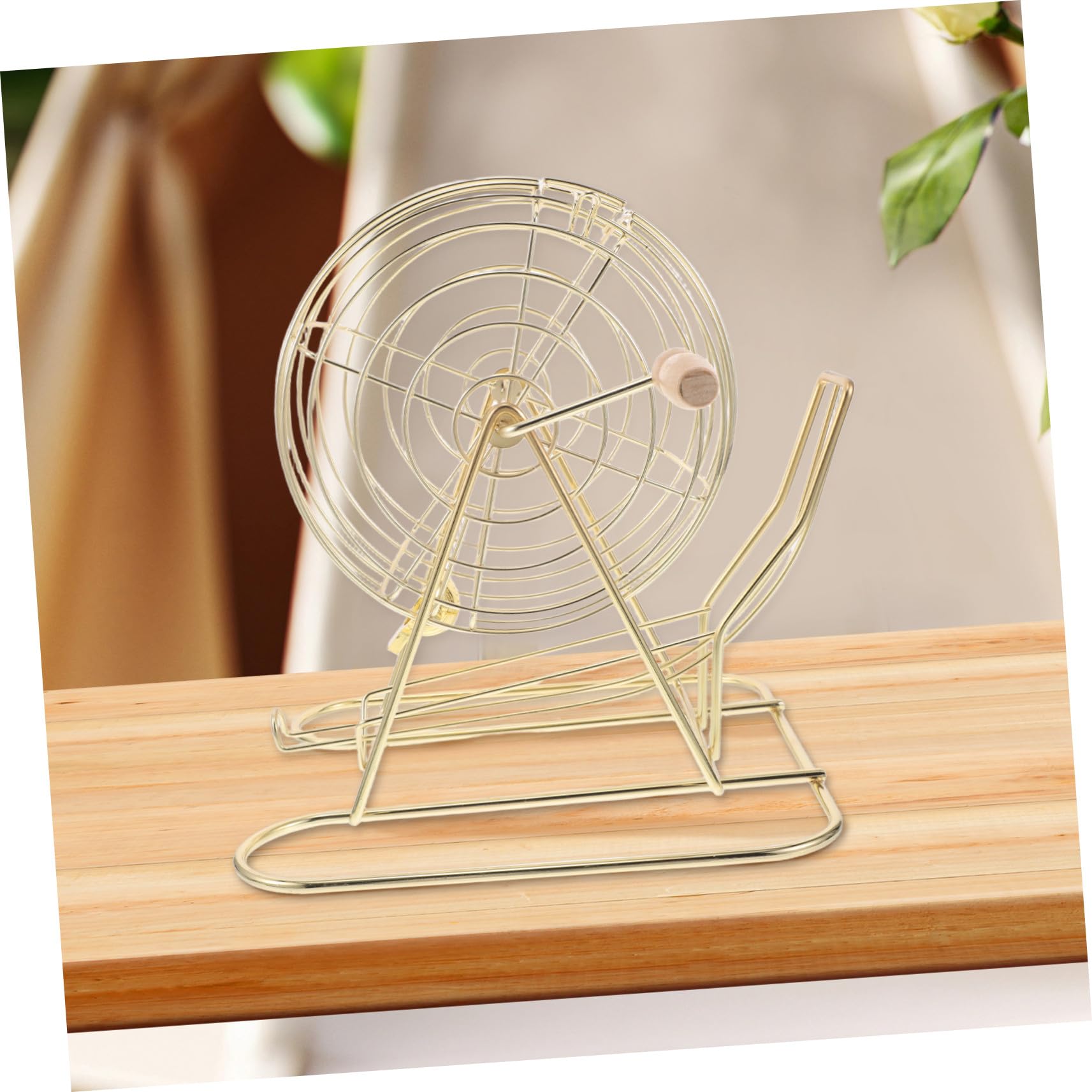 Jaula para Juego de Lotería de Mesa Dorada de Hierro y Madera