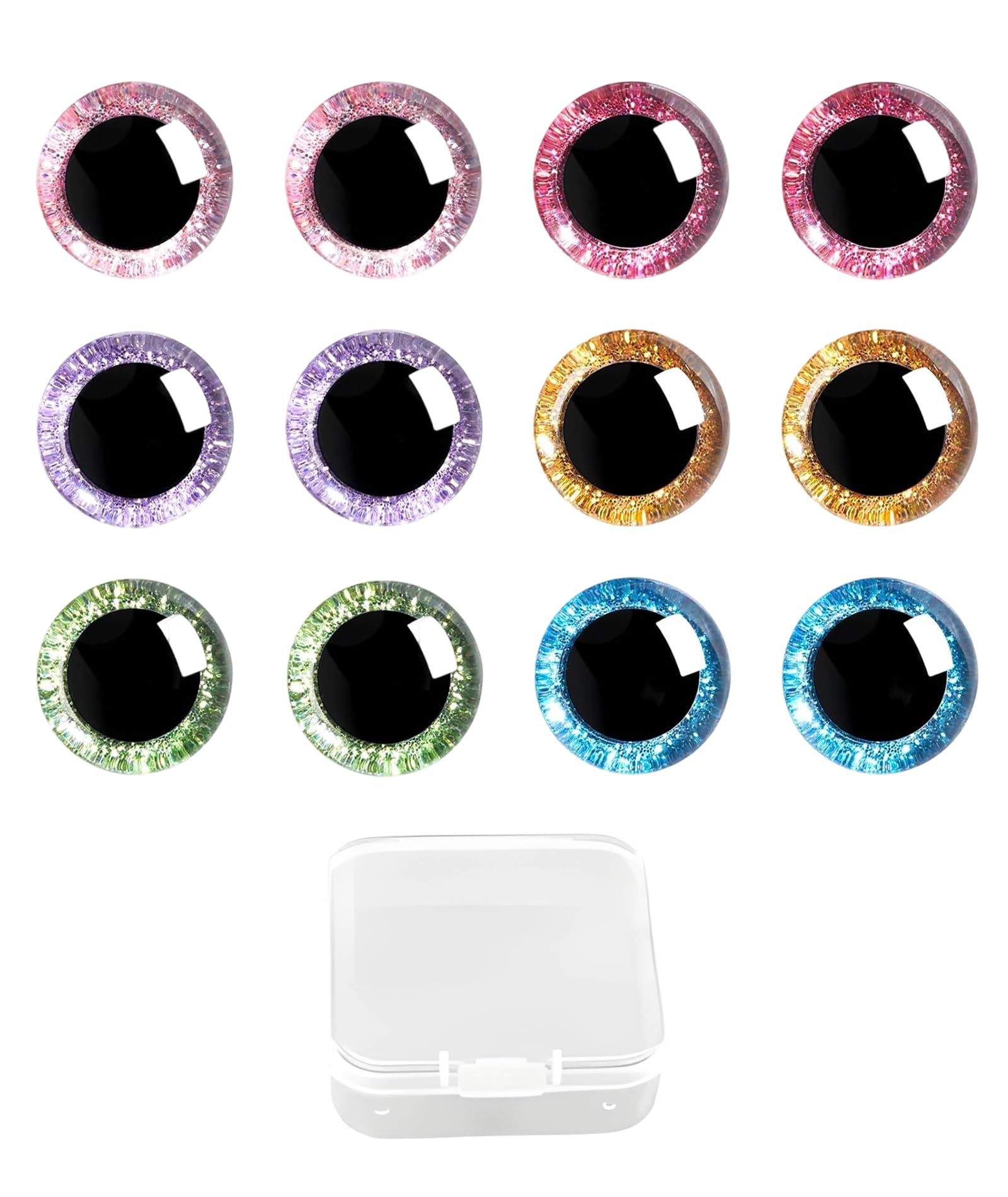 13PCS Safety Eyes for Crochet, 16mm Doll Eyes for Crochet, Eye for Toys Sparkly Plastic Toy Eye in 6 Colors with Storage Box for Teddy Bear Toy Stuffed Doll and Plush Animal-image-28