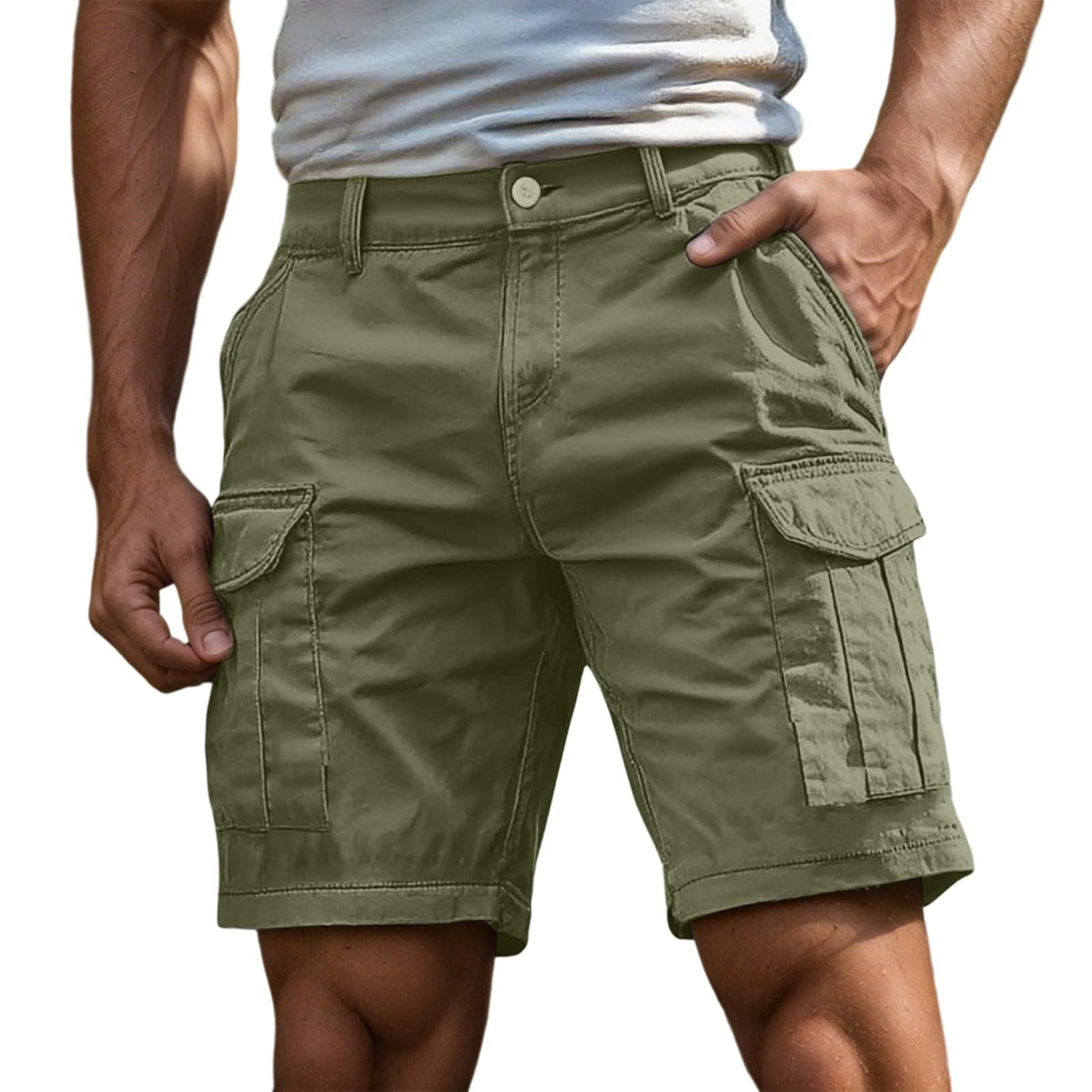 Pantalones Cortos Hombre Cargo Bermudas de Trabajo Deportivos Hombre Verano Cargo Cortos Casual Bermudas Shorts Running Deporte con Múltiples Bolsillos — view 9