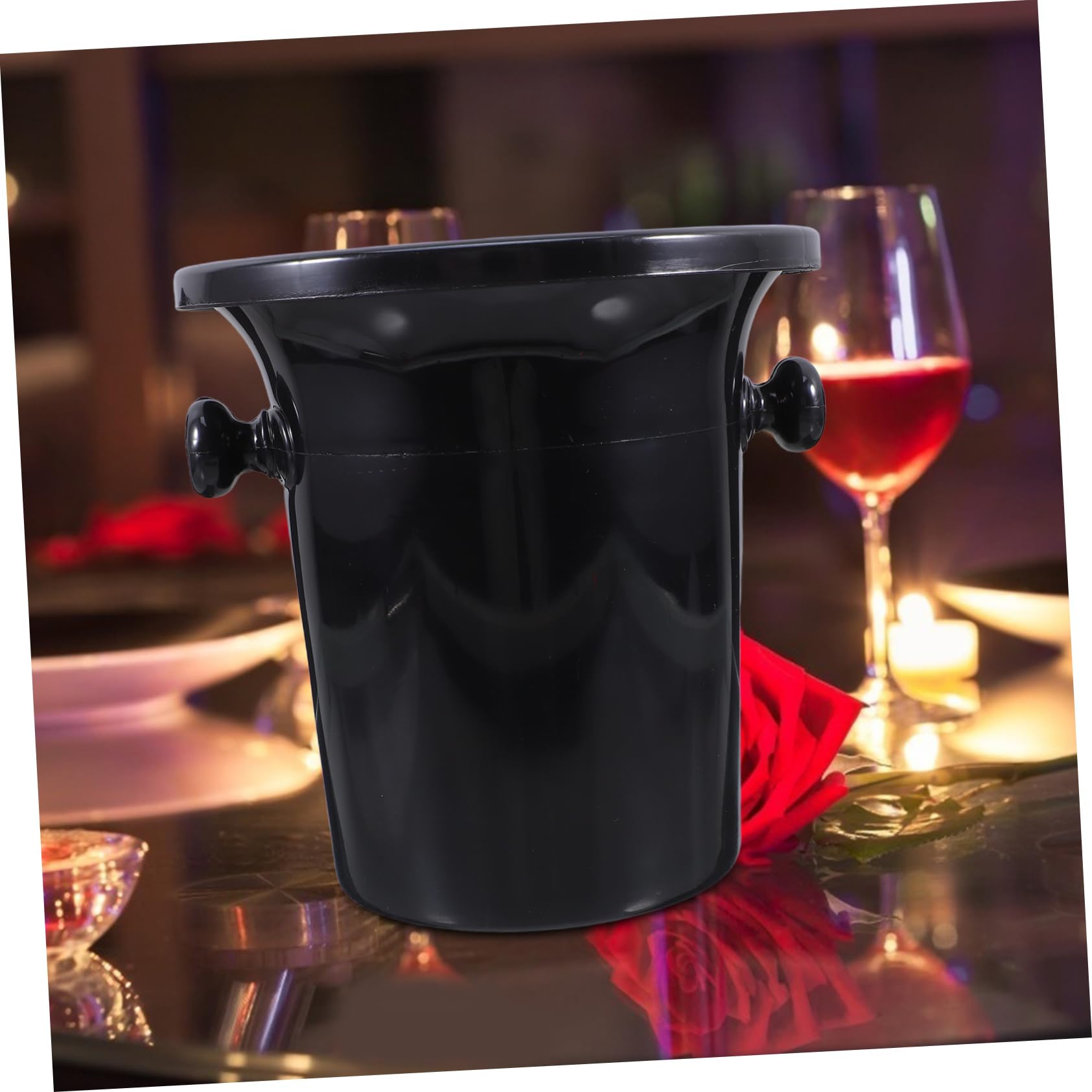 HANABASS Escupidera para Cata de Vino Redonda Negra, 4 Piezas de Plástico | Asas Dobles, Estilo Occidental, Acabado Fino y Liso, Uso en Bares y Exhibiciones, Guía el Vino al Cubo
