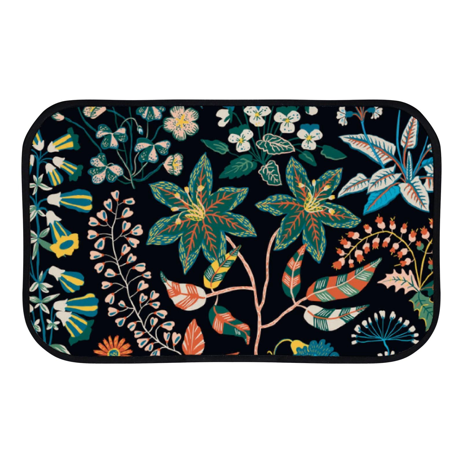 Nuansexi Bathroom Rugs Bright Color Floral Pattern Scandinavian Style Floor Mats Non Slip Bathmat Doormat Tub Mat Coral Velvet Absorbent Entrance Carpet Mats Machine Washable Bedroom Decor