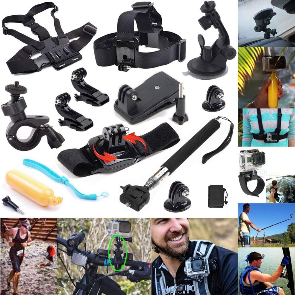 WANGOFUN Accessories Kit for GoPro, Sports Camera Accessories Set for Hero Black Silver White7/6/5/4/3, 14 in 1 Action Camera Accessorie Kit