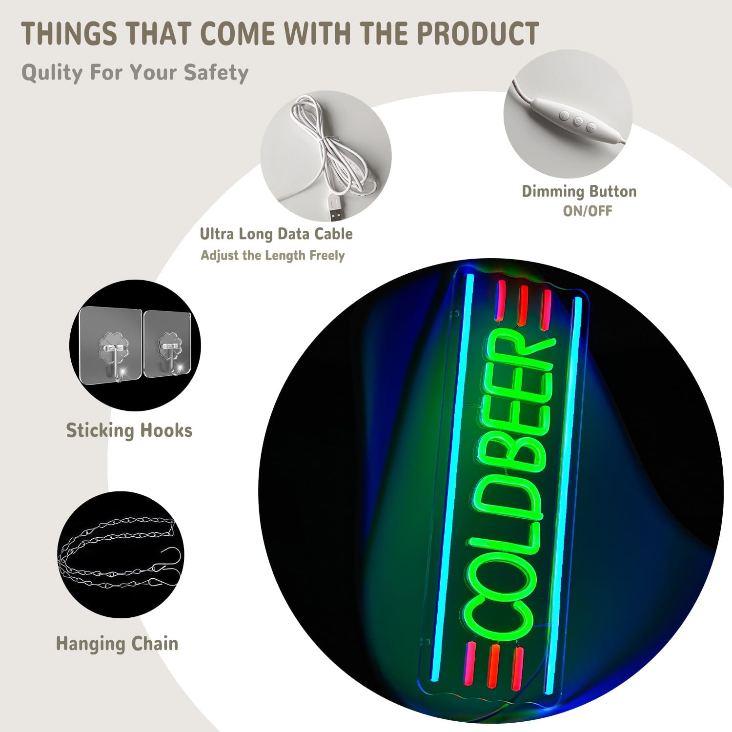 Cold Beer Neon Sign Bar Neon Light Sign for Man Cave Beer Neon Light Sign Letter Led Sign for Pub Bedroom Store Club Bistro Wall Decor - Image 4