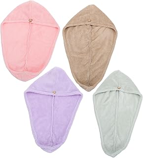 FRCOLOR 4 Pçs Toalha De Cabelo Seco De Secagem Rápida Envoltório De Cabelo De Microfibra Envoltório De Banho De Cabelo De Secagem Rápida Para Mulheres Turbante De Cabelo Toalha De Secagem