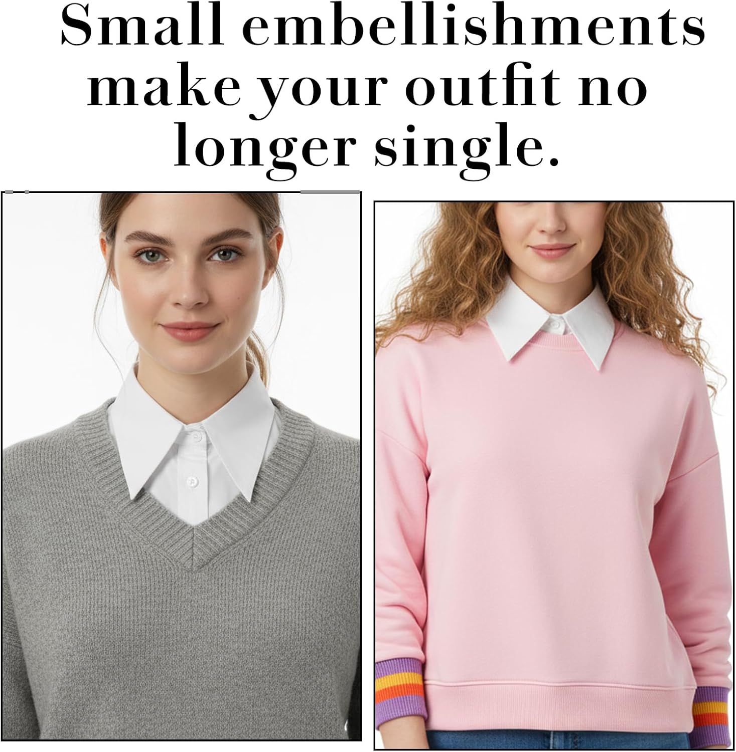 Detachable Fake Collar White Collar Shirt for Women - Elegant Faux Collars with Pointed Design - Image 6