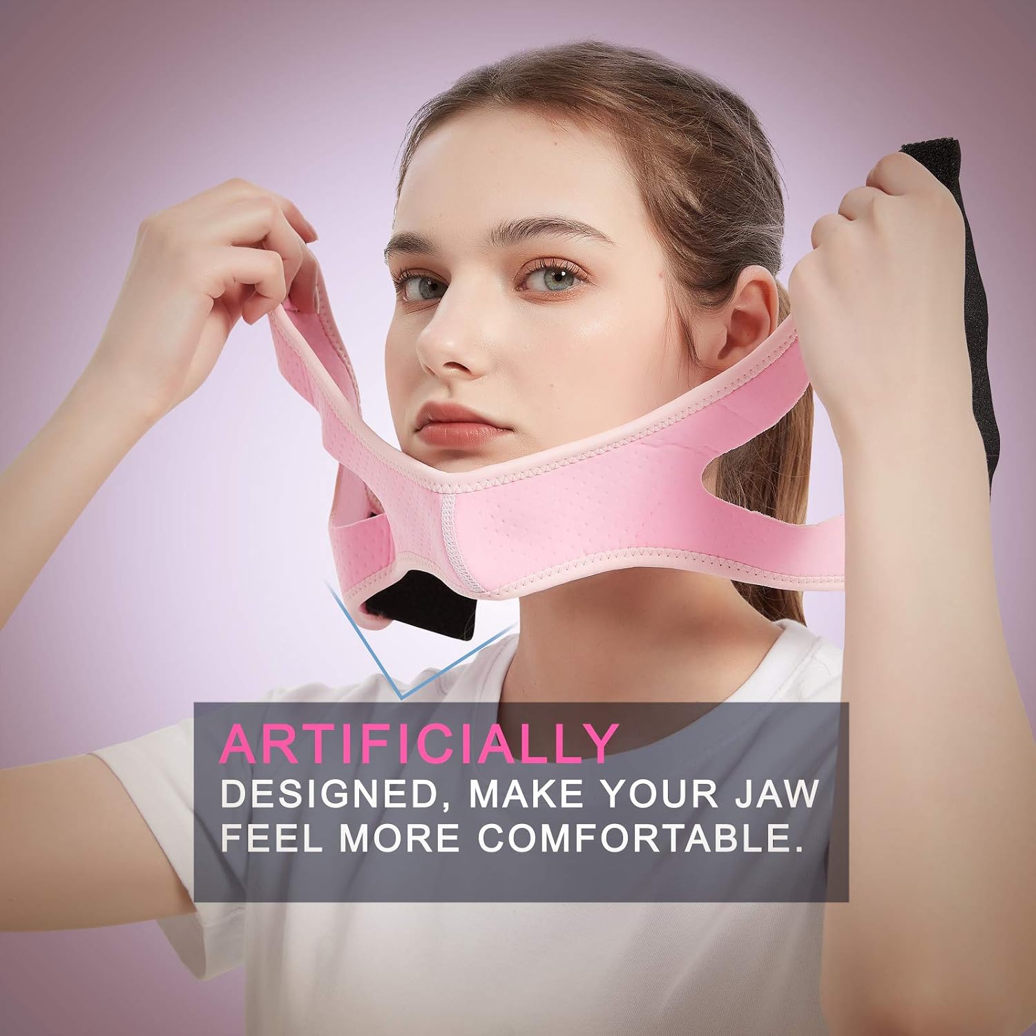 Anti Snoring Devices Adjustable Chin Strap for CPAP Users and Mouth Breathers - Advanced Solution Stop Snore Sleep Aid for Women and Men by Mikegohealth (Pink)