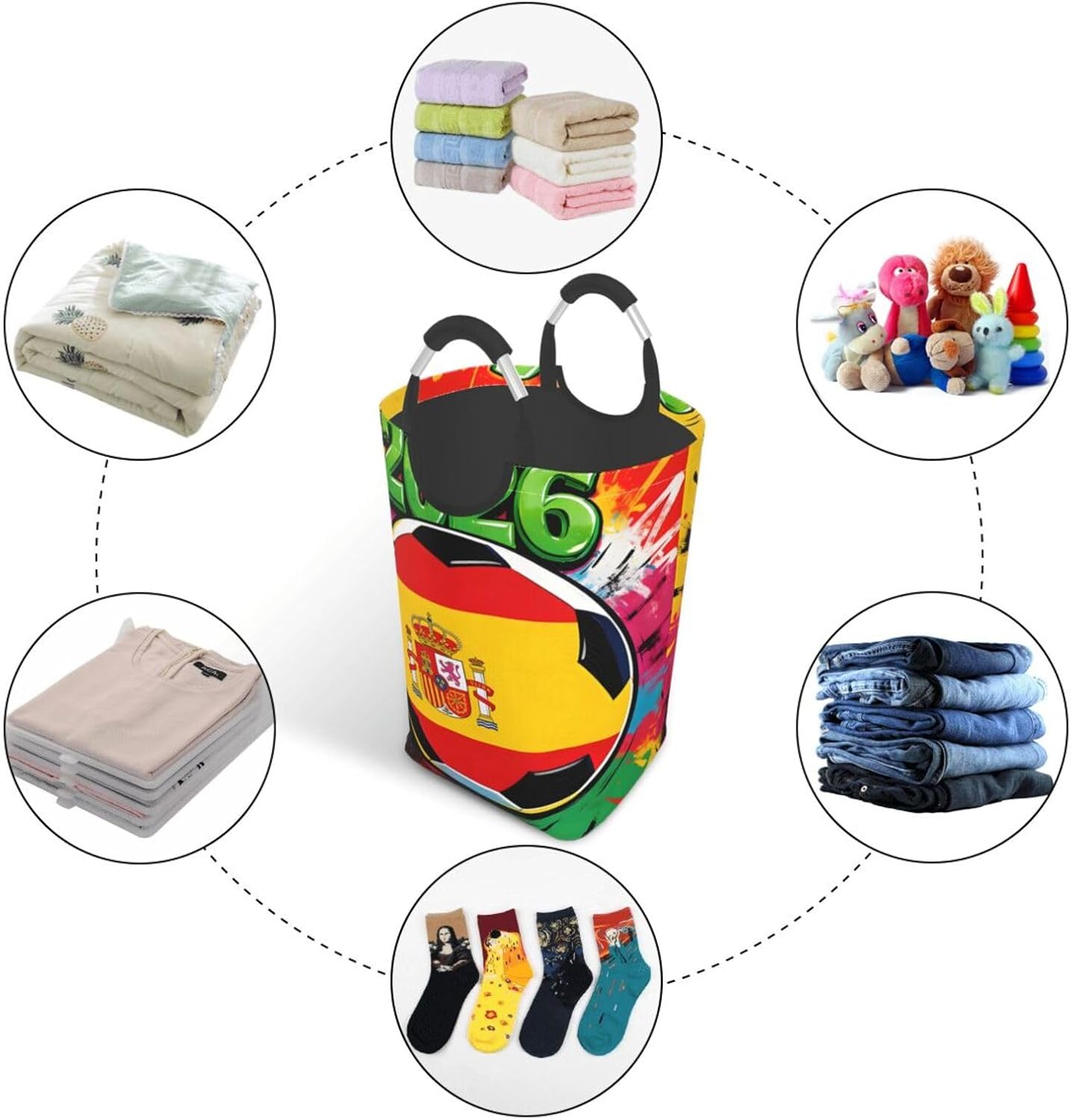 Spain Frenzy 2026 Foldable Dirty Laundry Bag, Waterproof Oxford Fabric With Pe Board Base, 50l Capacity For Home & Travel