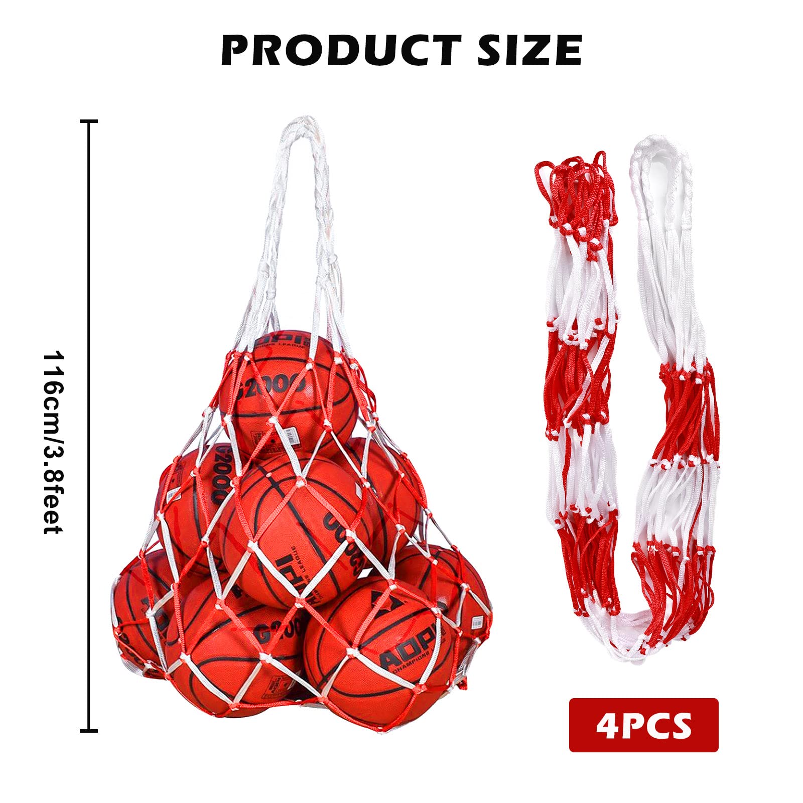 Rete Per Palloni 2 Pezzi - Sacca Con Rete E Aghi Gonfiabili, Per Calcio, Basket E Pallavolo - Foto 10