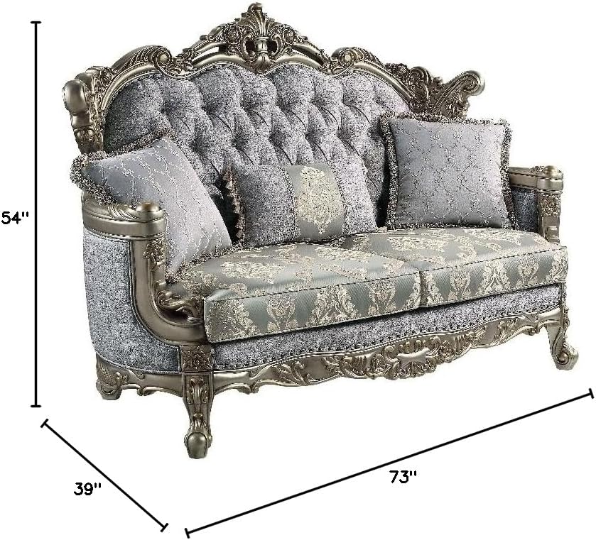 Miliani Gray Tufted Fabric Loveseat with Nailhead Trim