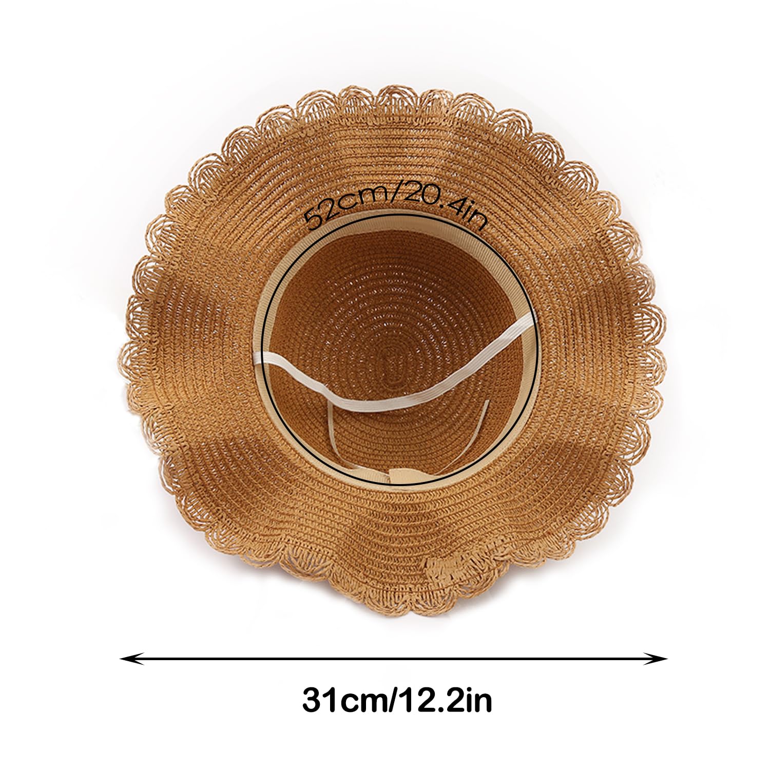Chapeaux De Paille Filles, Chapeau avec Sac, Chapeau De Soleil en Paille pour Enfants, Rose, Kaki, Papyrus