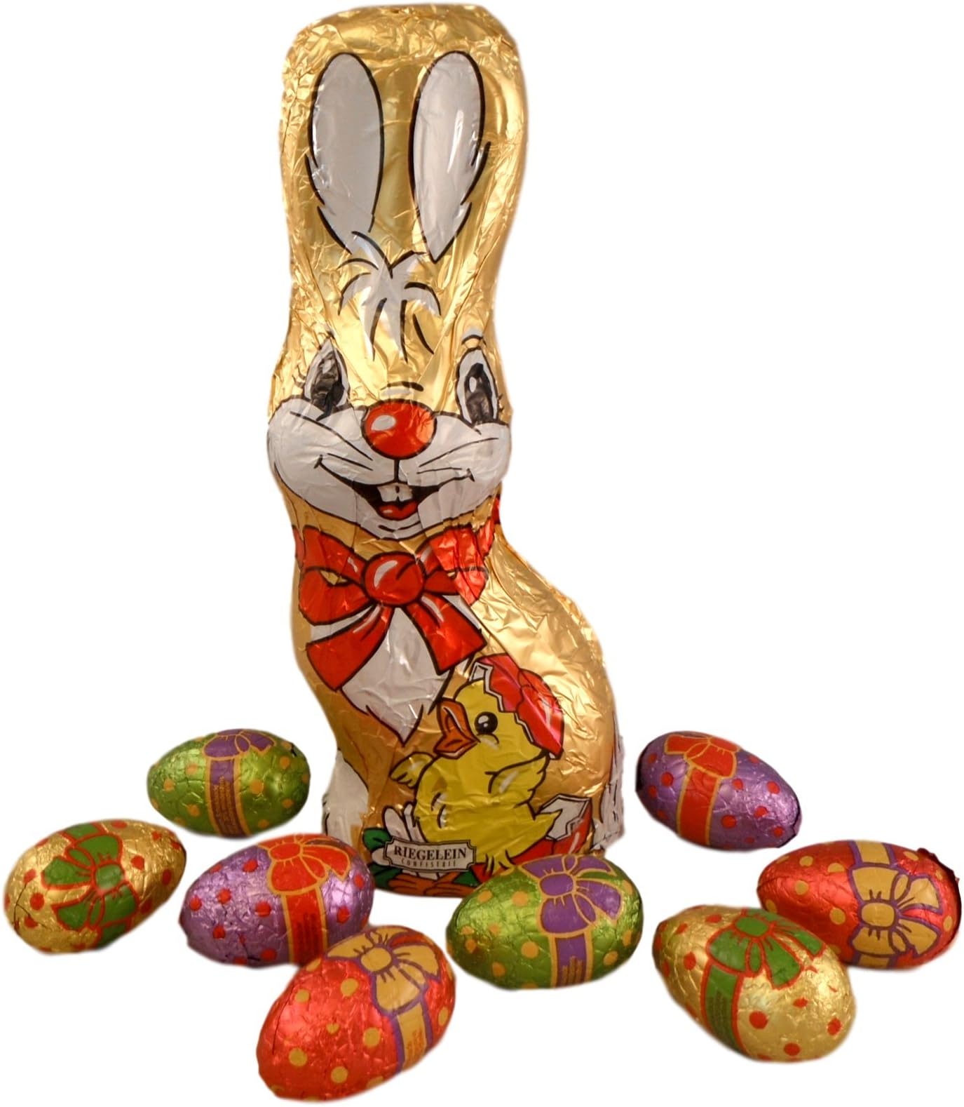 Riegelein Confiserie Big Easter Bunny Basket Filler Bundle - 2 Items: 8 Chocolate Bunny and Bite Sized Chocolate (Big Bunny and Eggs)