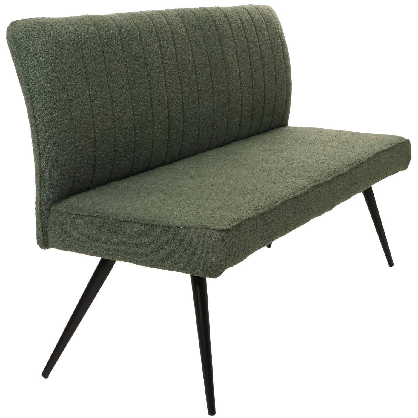 Mendler Sitzbank HWC-K16, Esszimmerbank Bank Polsterbank, Rückenlehne Stoff/Textil Bouclé Metall 160cm - grün