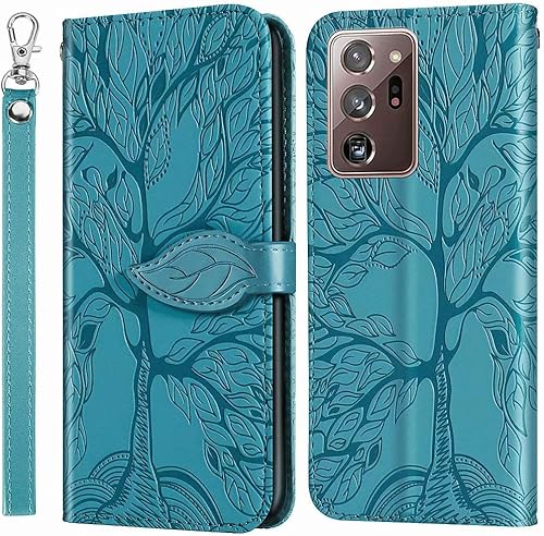 MEUPZZK Funda tipo cartera para Samsung Galaxy Note 20 Ultra, piel sintética de alta calidad con diseño de árbol en relieve, función atril, ranuras