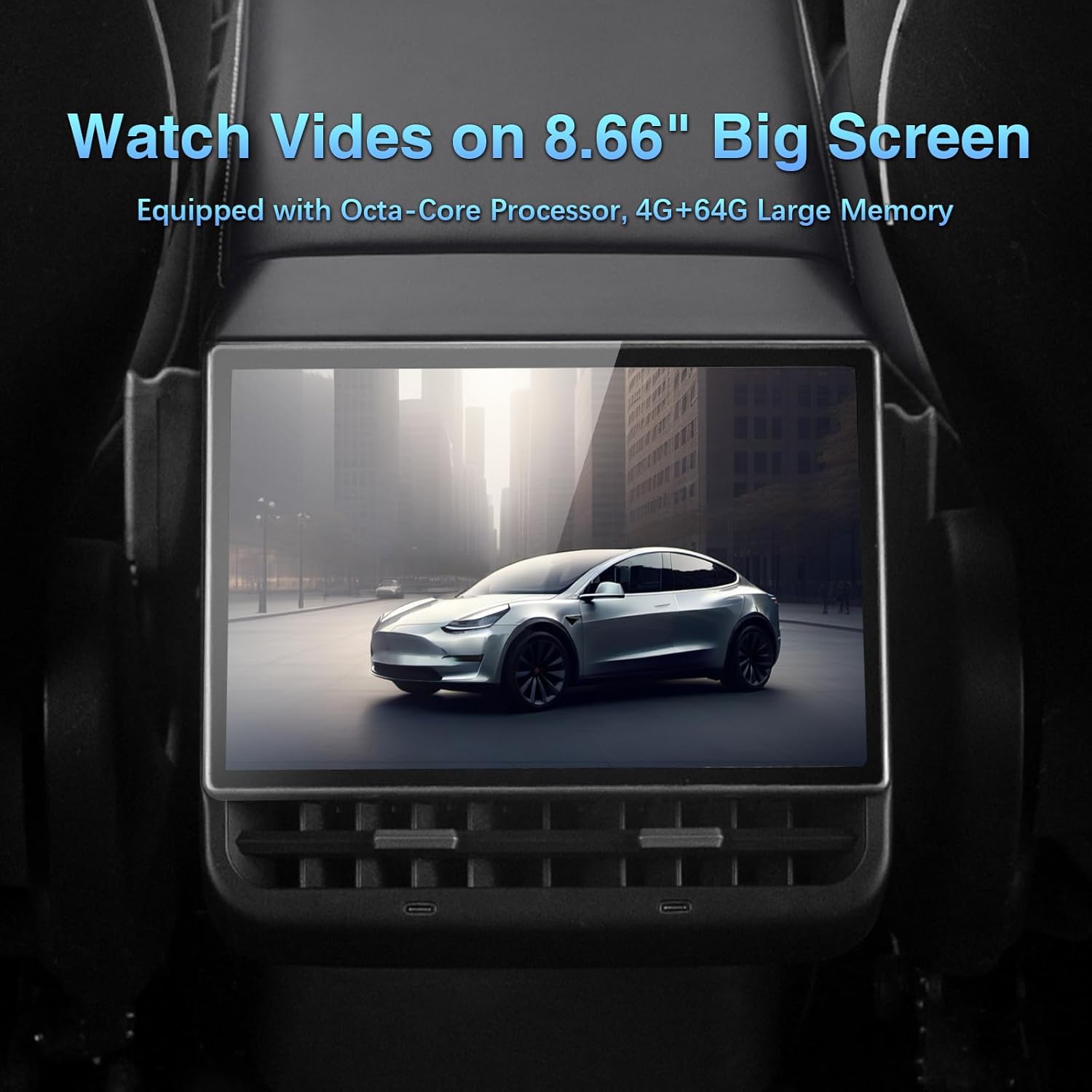 8.66 Inch Rear Display Screen Compatible with Tesla Model 3 19-23&Y19-24, Android 13 Supports HD Movie Watching,4+64G,8-core, Supports seat Adjustment and Rear air Conditioning