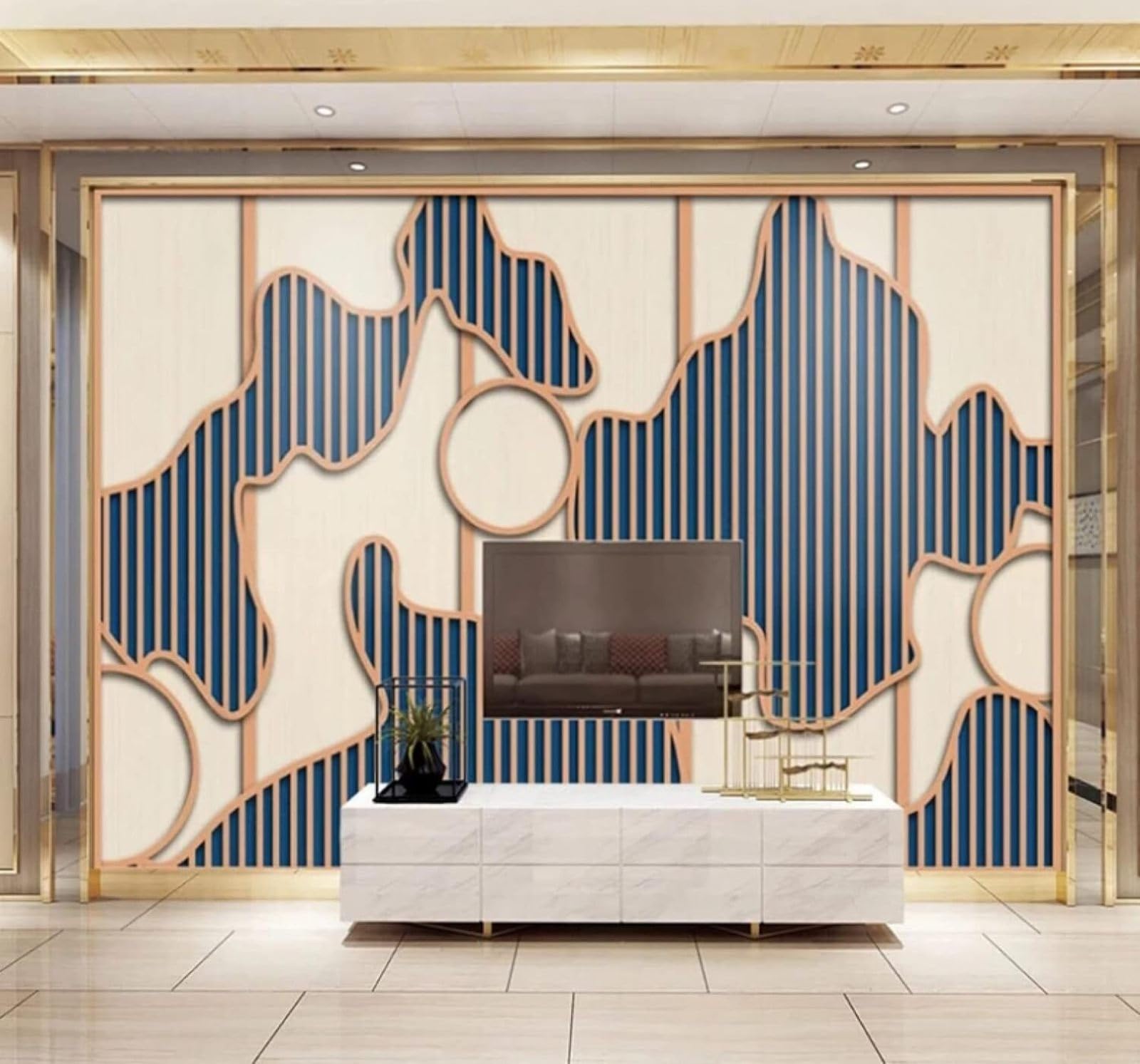 Papier peint 3d intissé géométrique abstrait pour mur tv et chambre