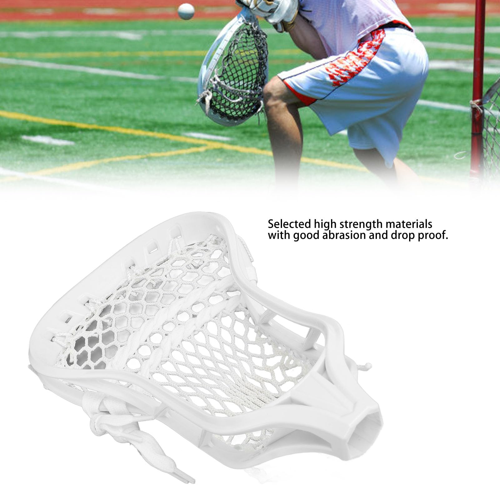 Jiawu Testa di Lacrosse in Incordata, Testa di Lacrosse Ad Alta Resistenza Nylon Dureholole Controlo Migliorato per Competizione di