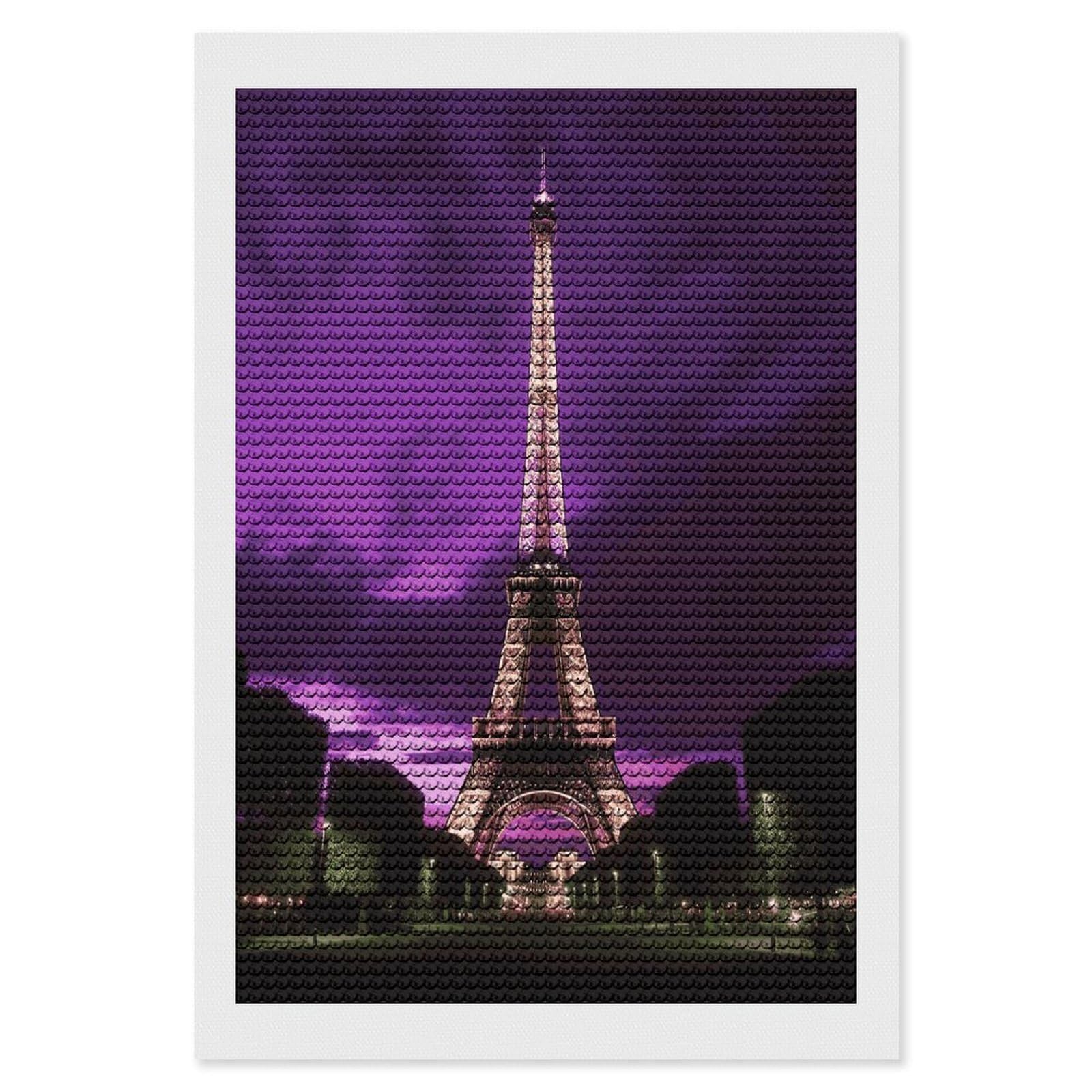 FekiLoot Purple Eiffel Tower Diamond Painting Kits for Beginners DIY Diamond Art Kits for Adults Full Drill Round Diamond Dot Gem Art Painting Fun DIY Crafts for Home Kitchen Wall Decor Gift 8"x12"